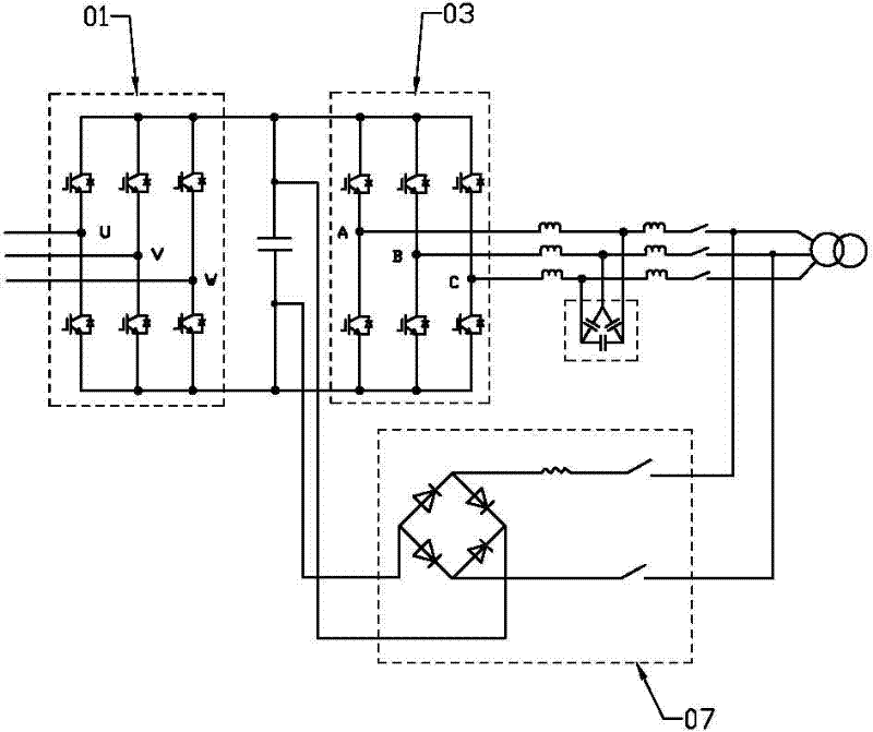 High-power wind power converter energy storage capacitor charging circuit