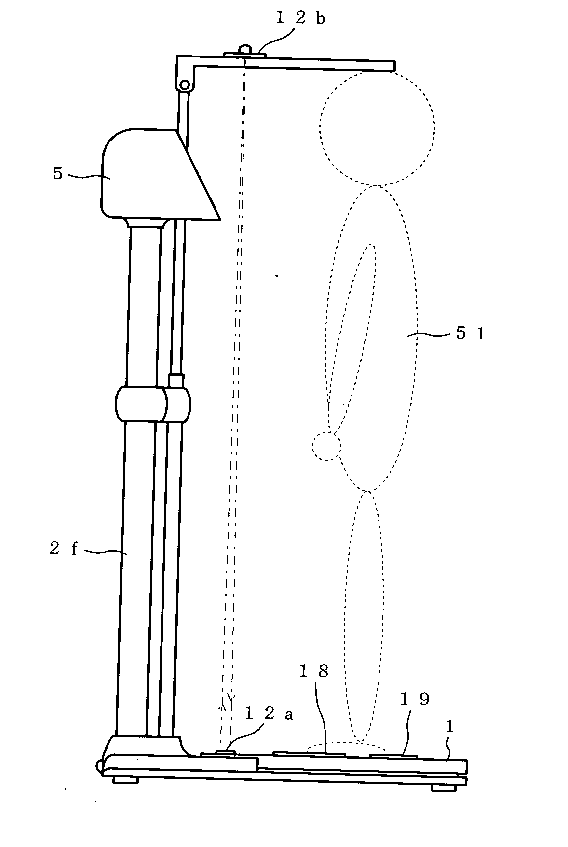 Height measuring apparatus and bioinstrumentation apparatus with height measuring device