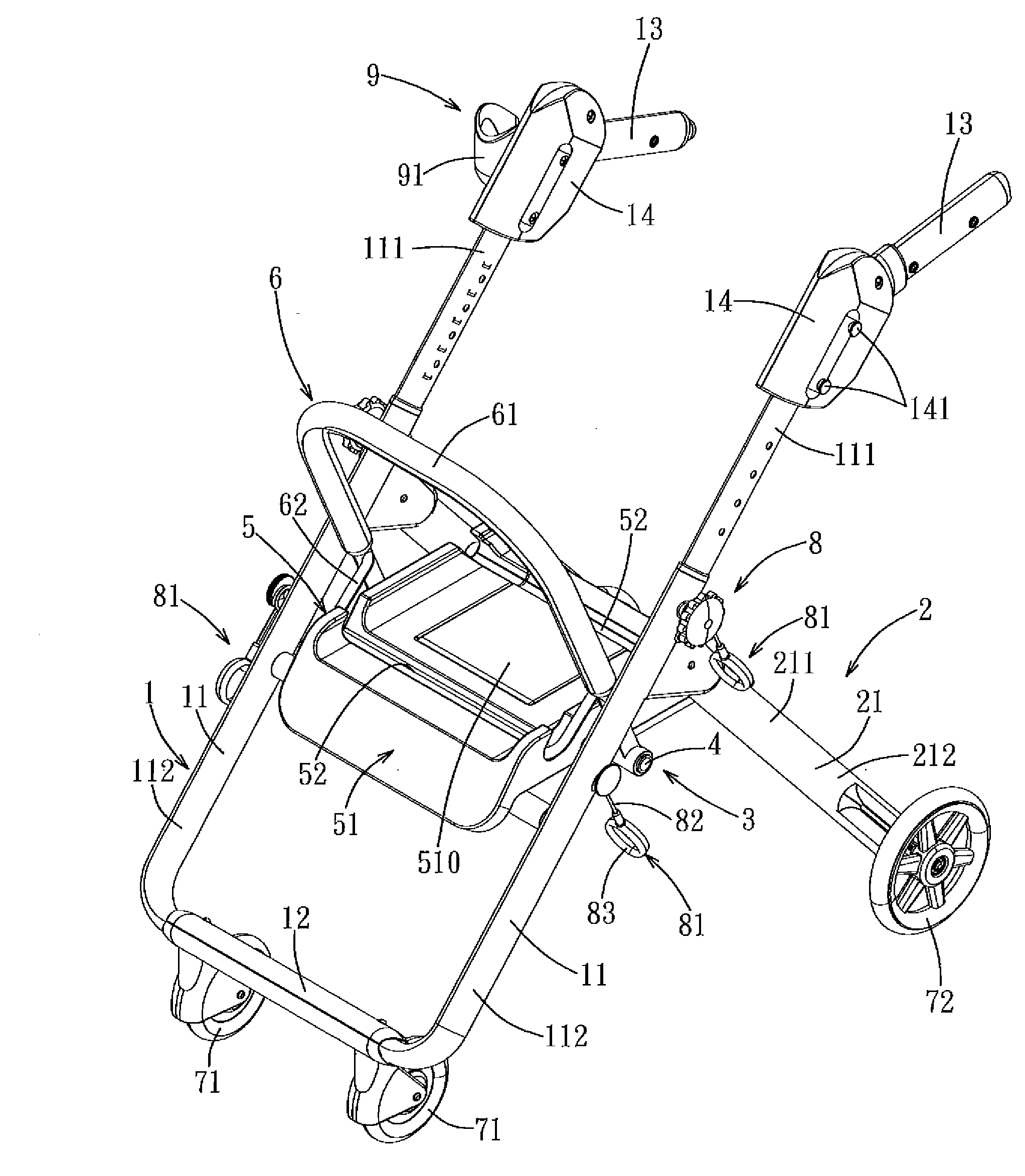 Foldable rollator