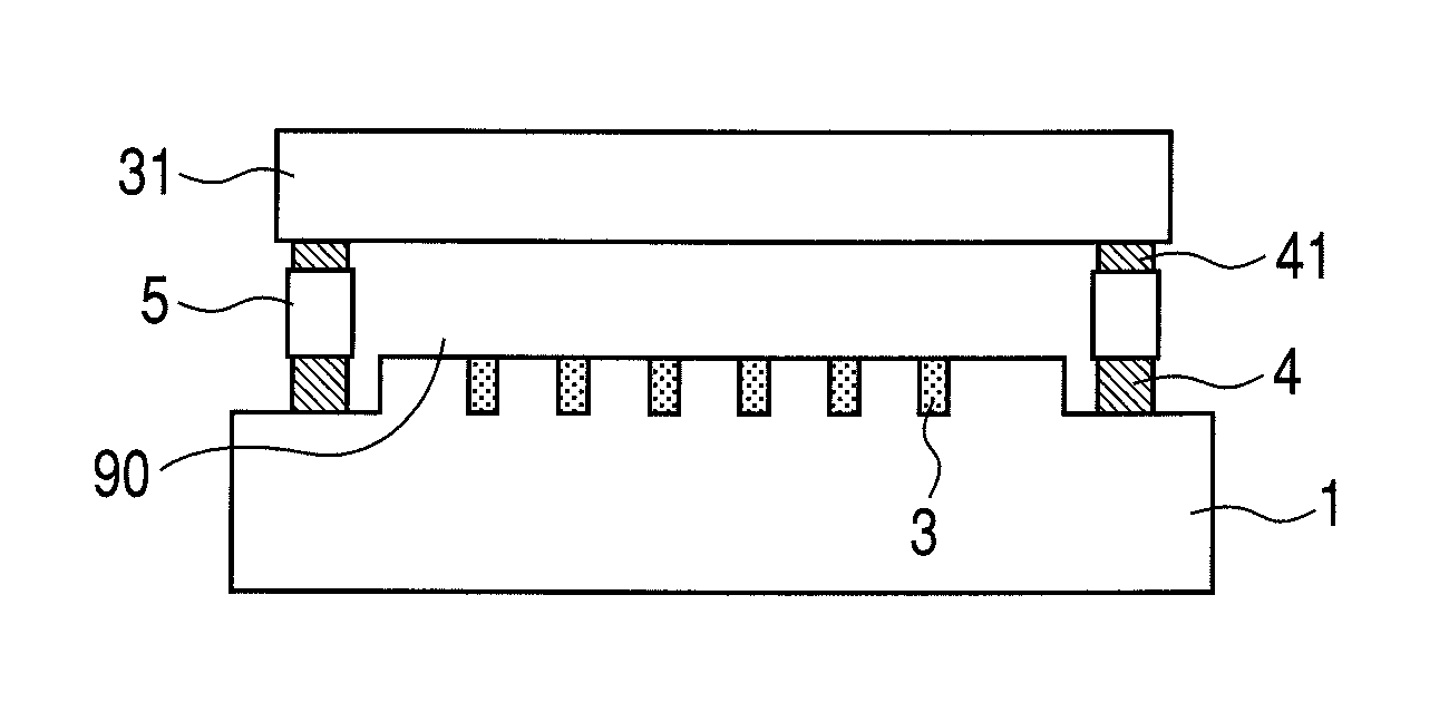 Airtight container and display device using the airtight container, and manufacturing method therefor