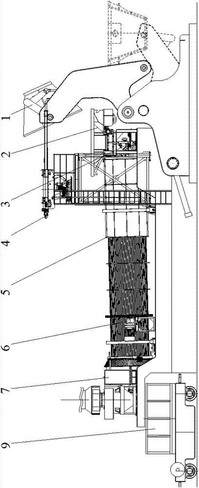 General structure of slag and iron separation and cooling device for molten iron desulphurization slag