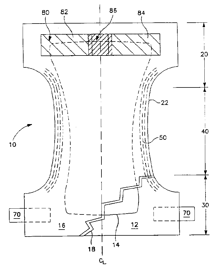 Three-piece tape landing zone for diapers