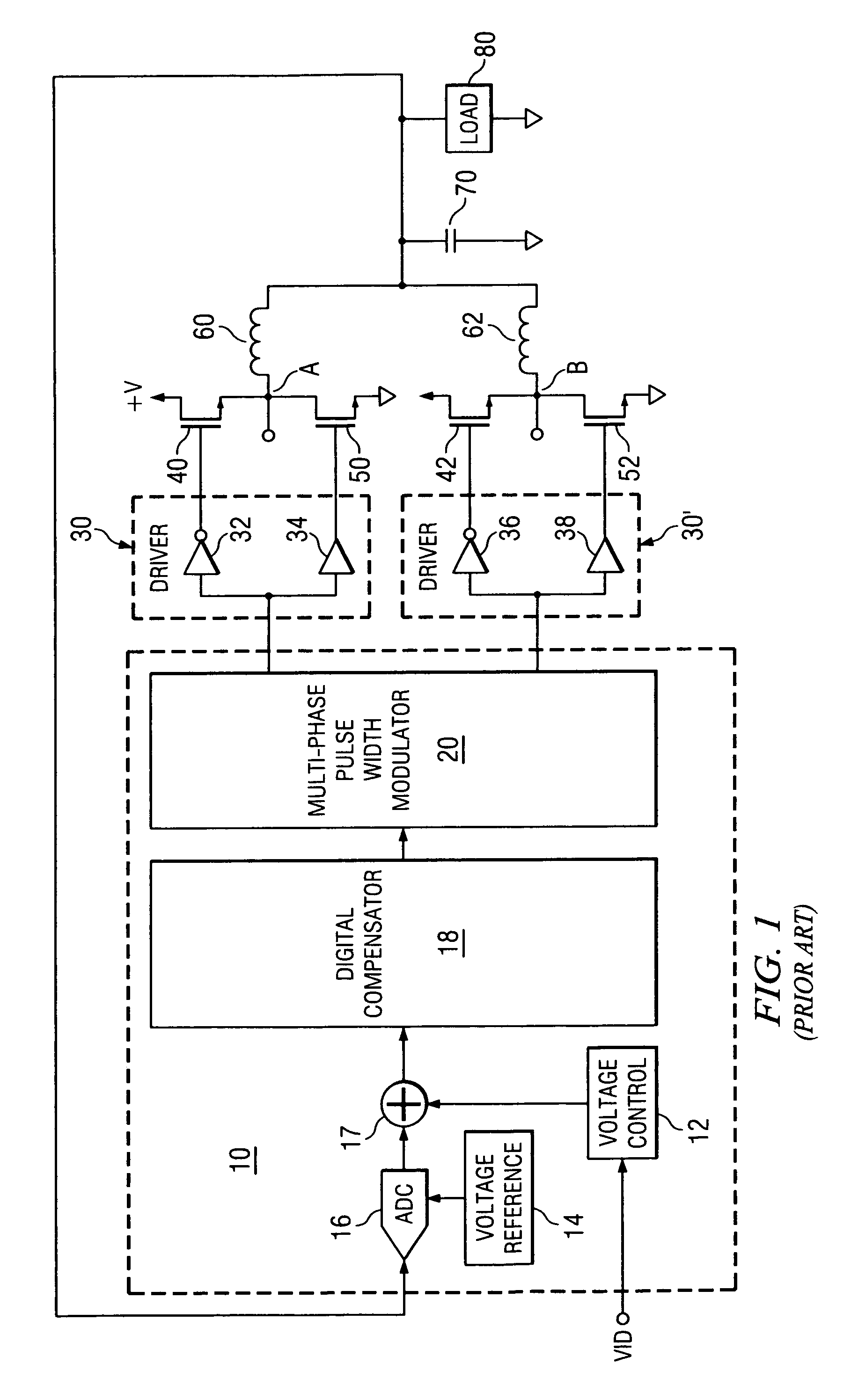 Digital calibration with lossless current sensing in a multiphase switched power converter