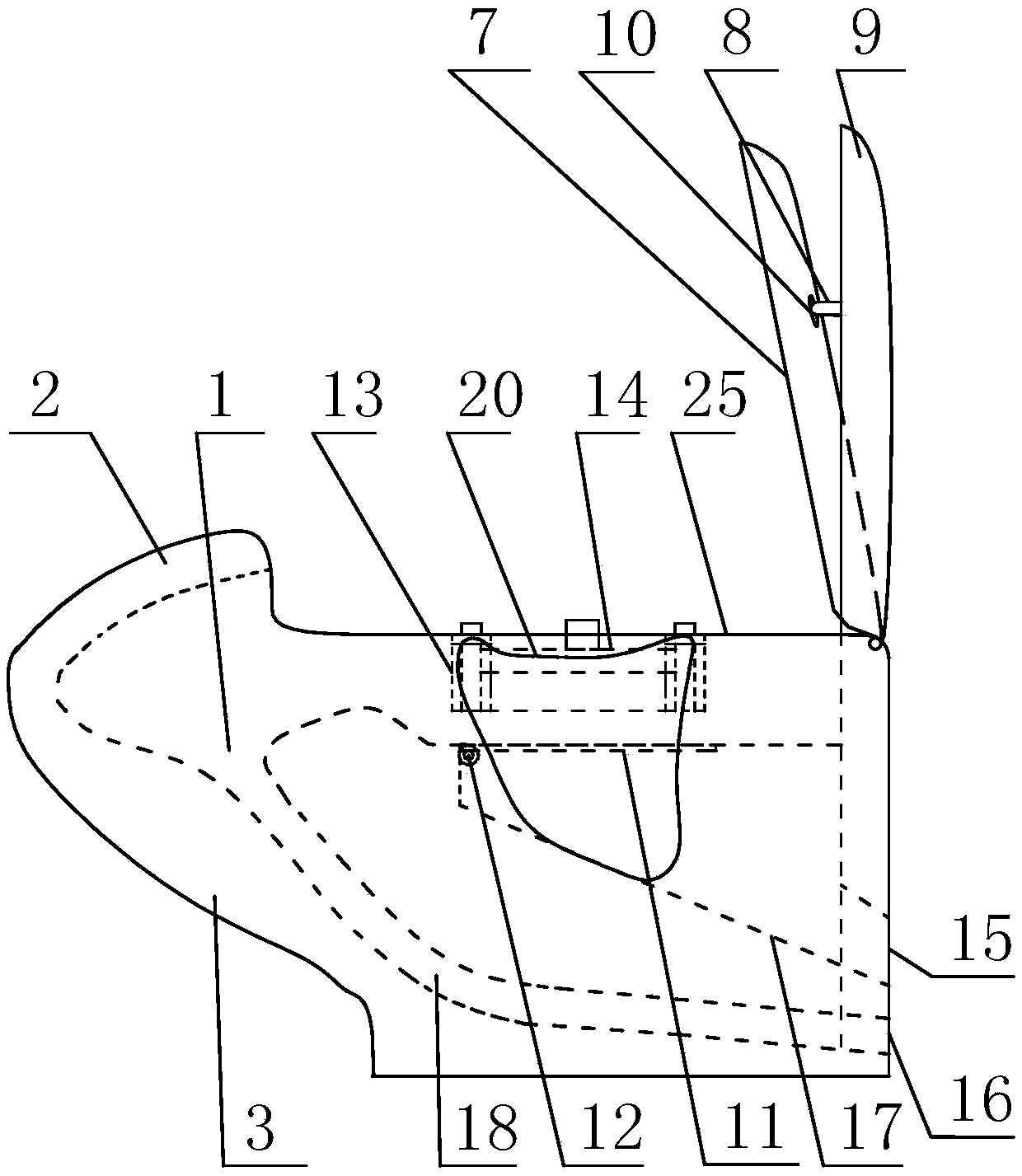 Water-free flushing feces and urine separation packing toilet