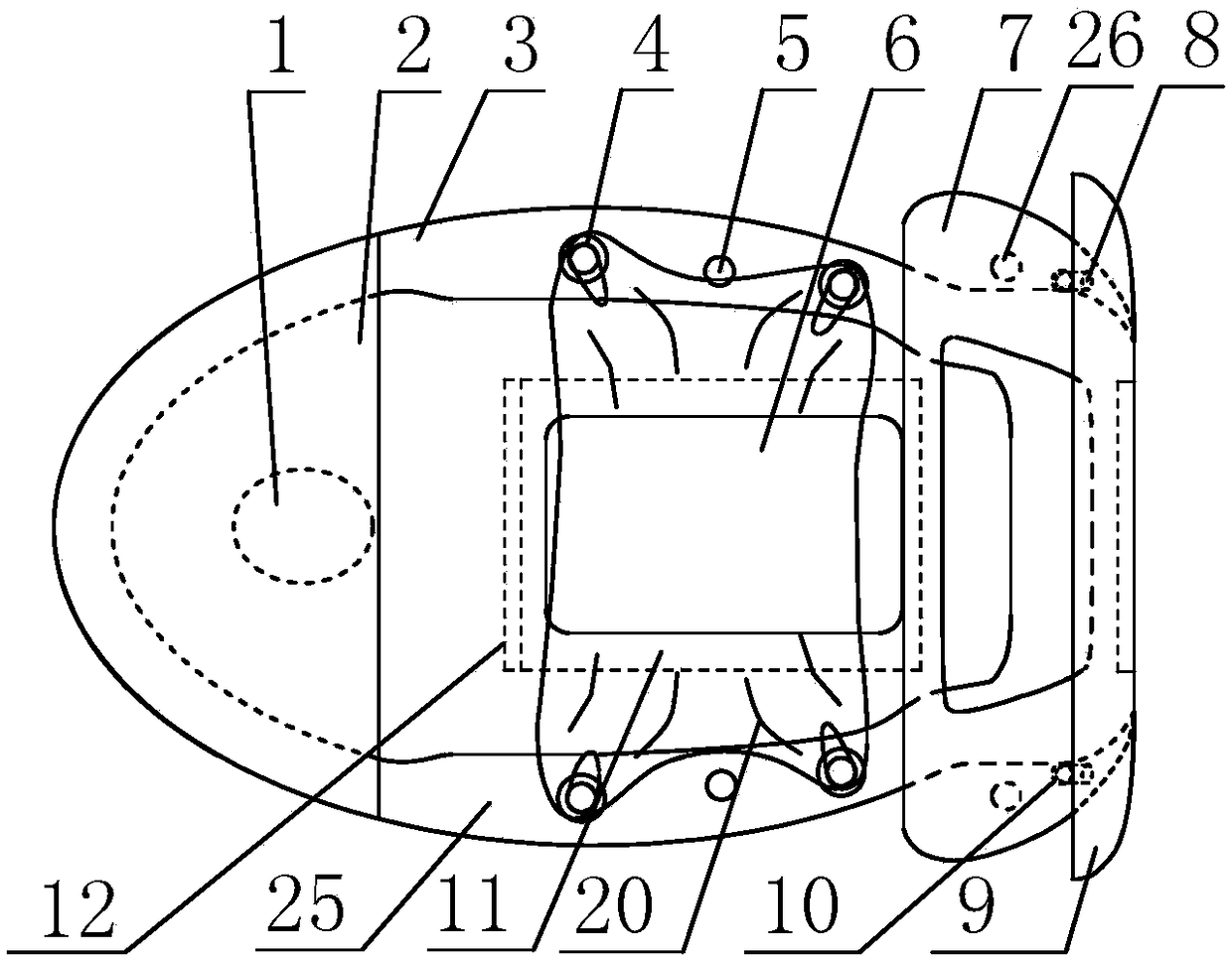 Water-free flushing feces and urine separation packing toilet