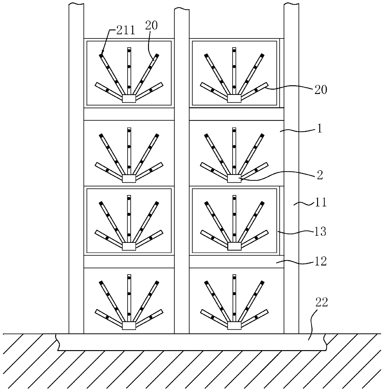 Side slope ecological protection frame structure and construction method thereof