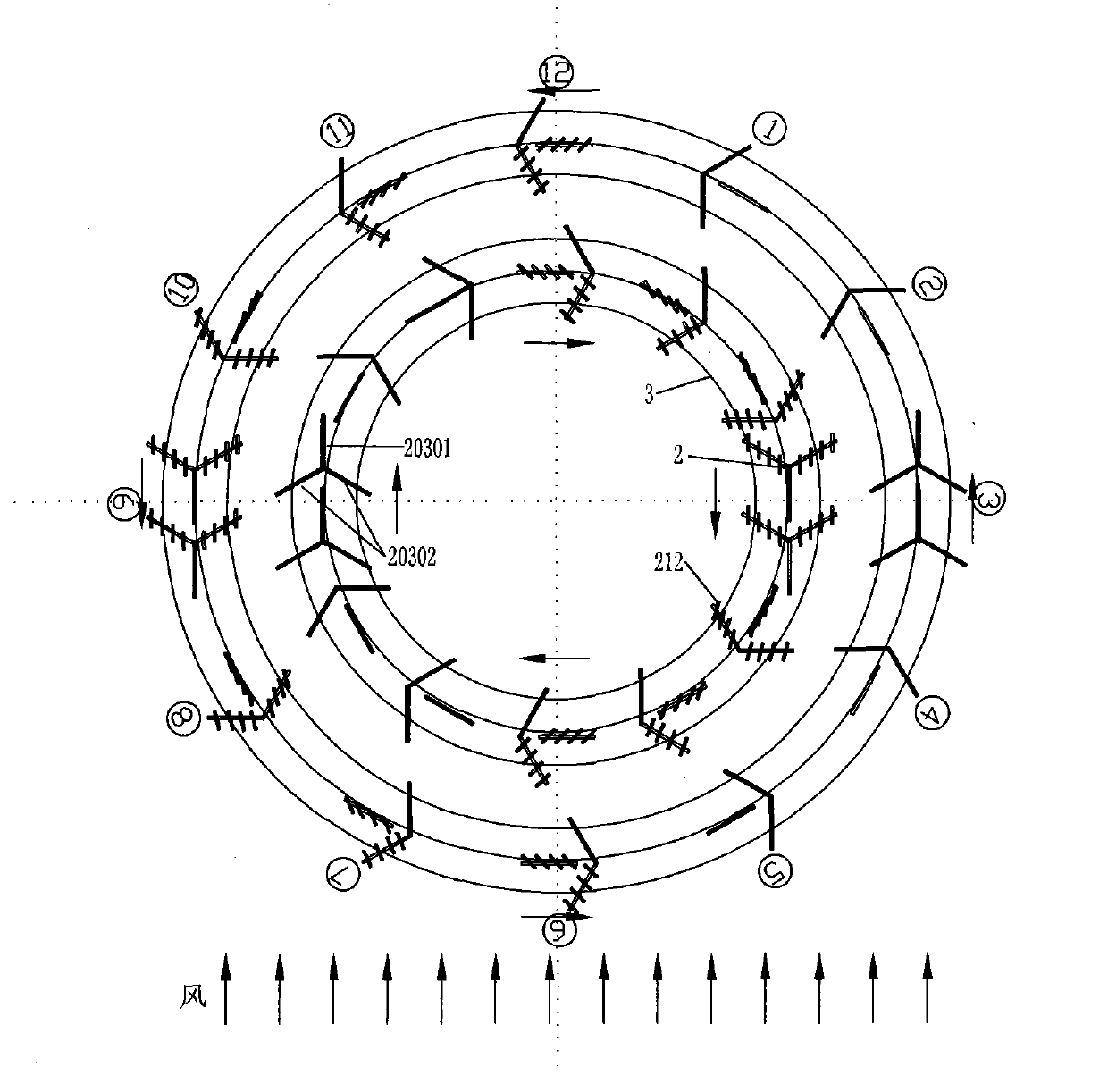 Bidirectional contrarotating circular rail bearing Y-shaped compound blade liquid energy collecting multi-unit power generating windmill