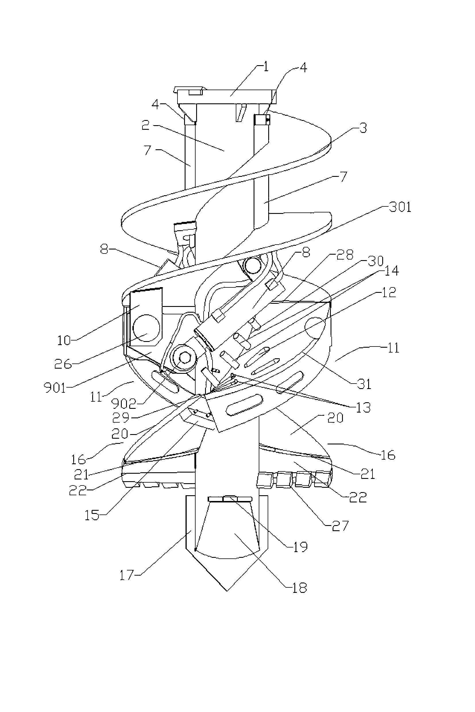 Reamer bit for building long-screw pile machine