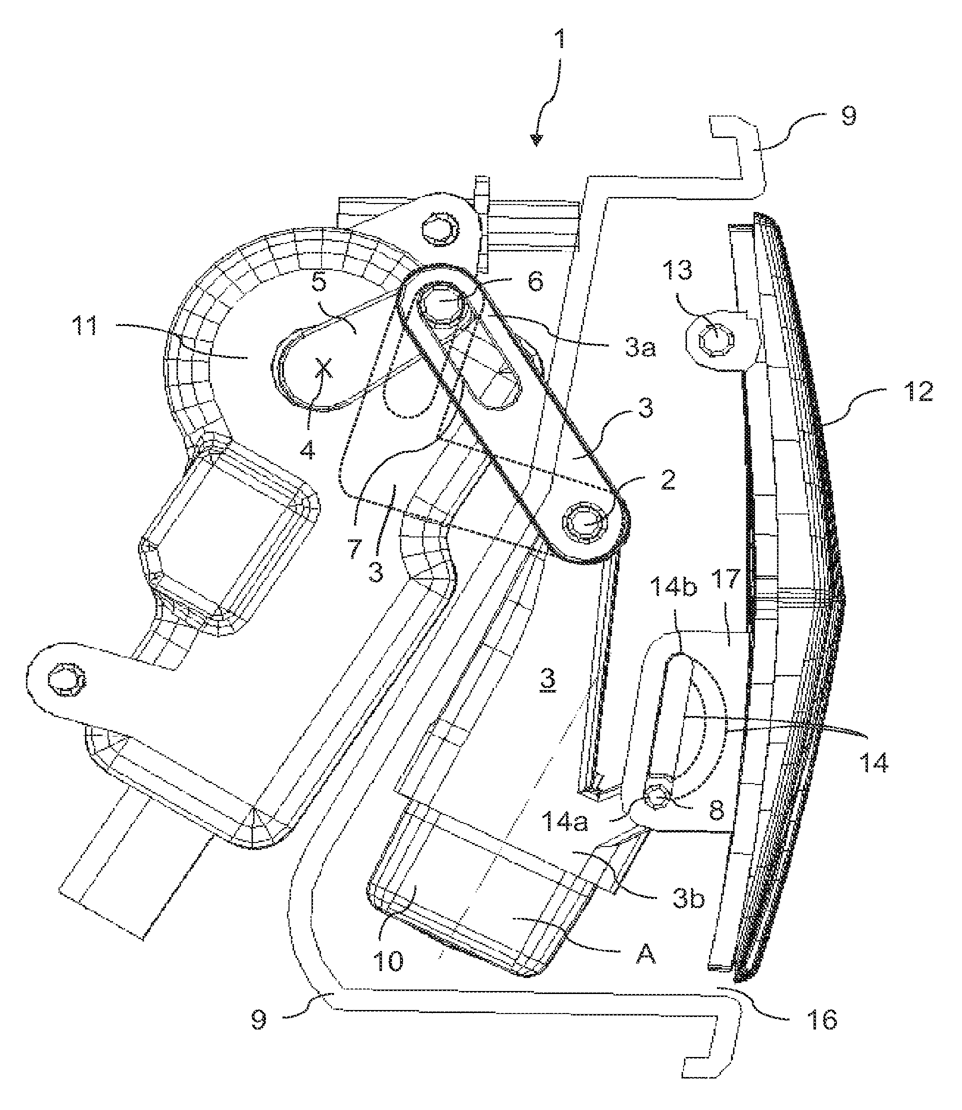 Device for a motor vehicle comprising a movably mounted camera unit and motor vehicle