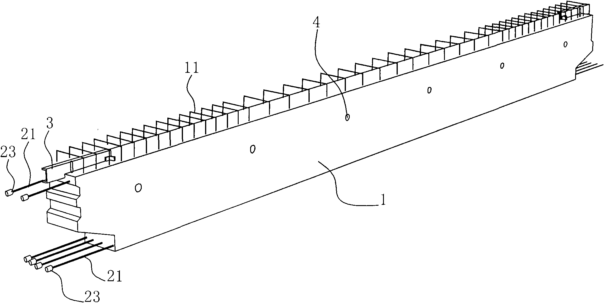 Pre-tensioned prestressed reinforced concrete precast beam