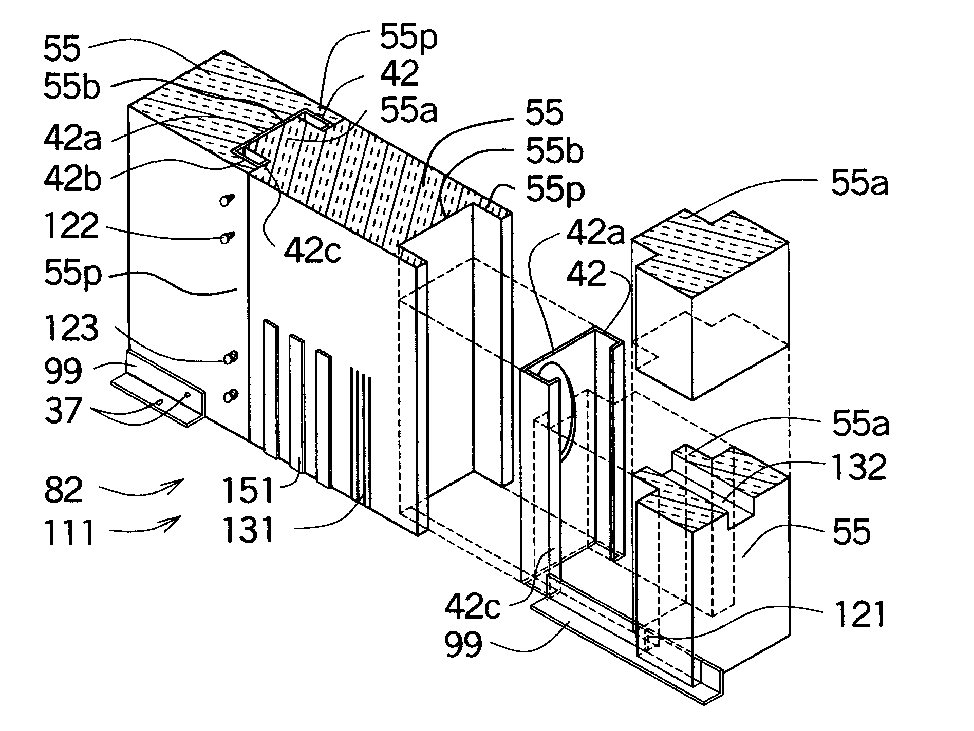 Building construction for forming columns and beams within a wall mold