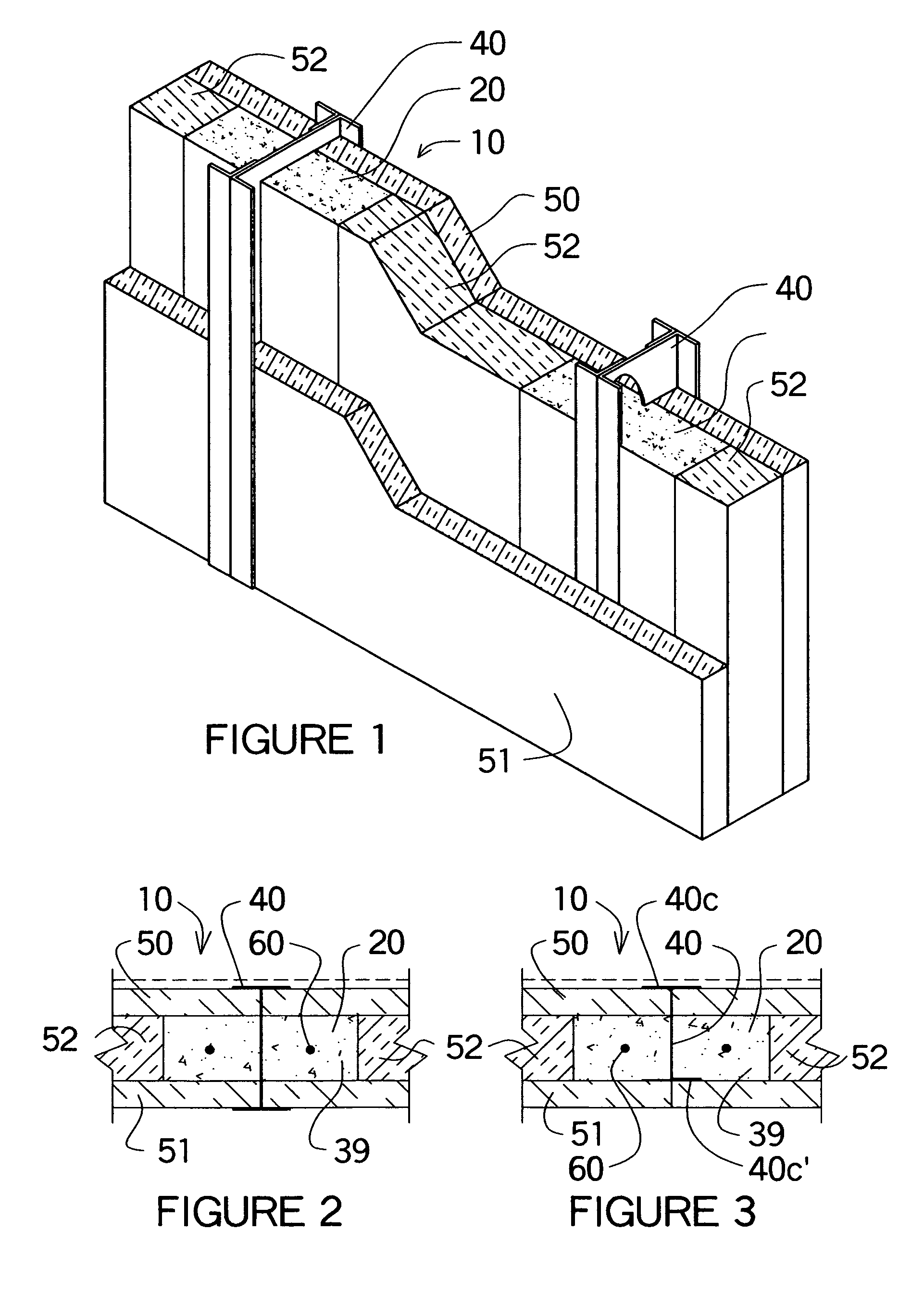 Building construction for forming columns and beams within a wall mold