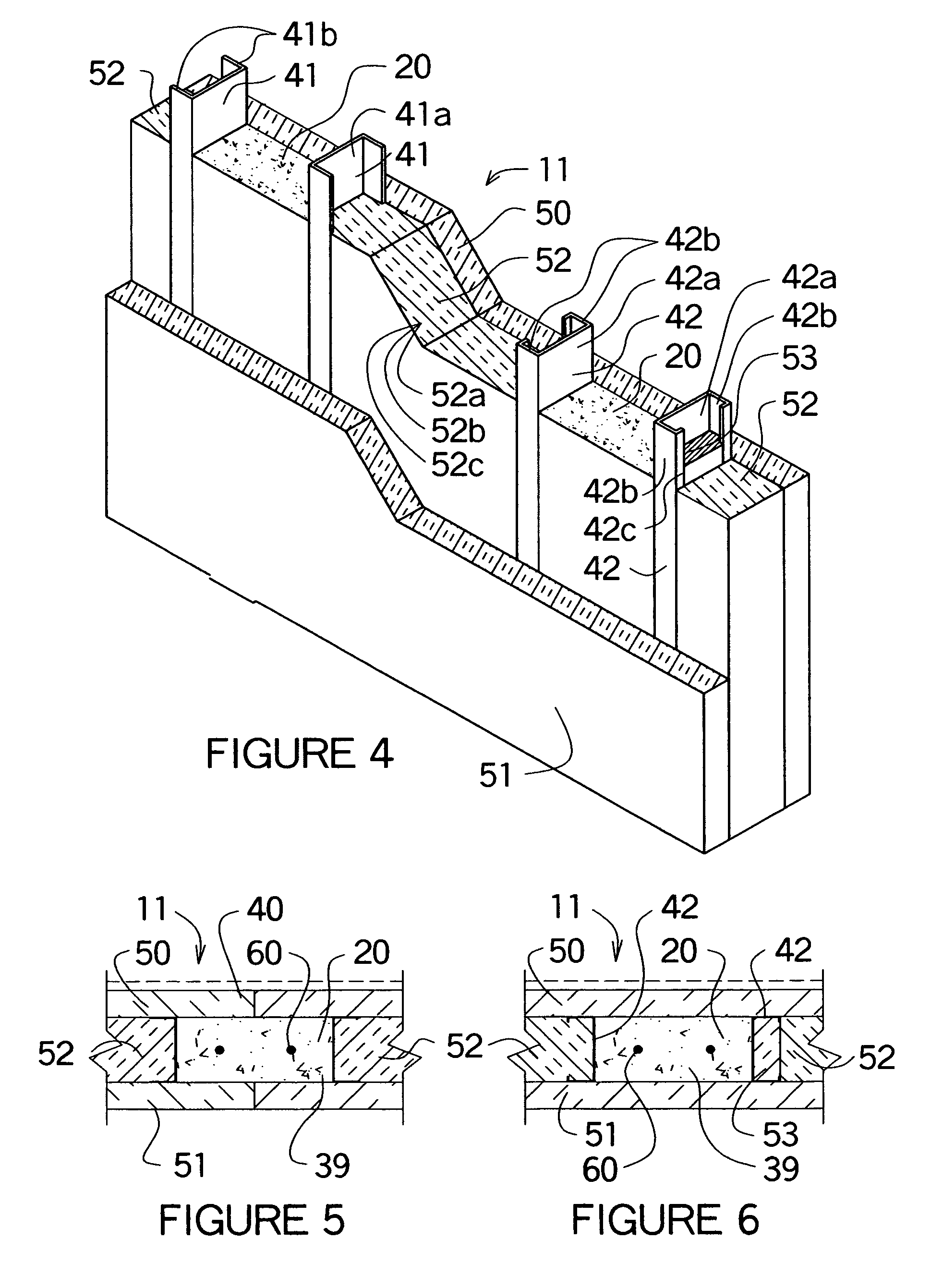 Building construction for forming columns and beams within a wall mold