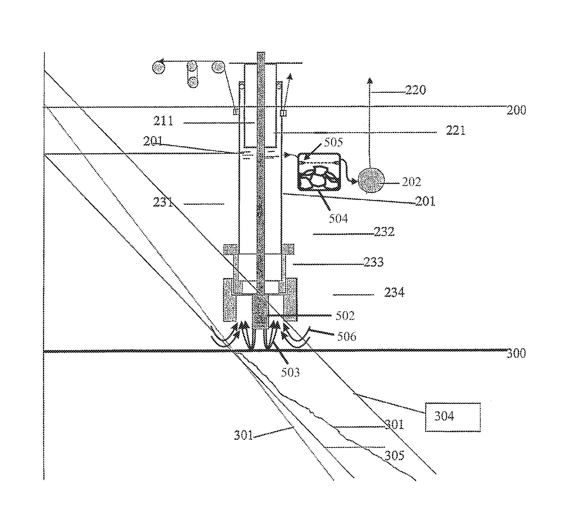 Method and arrangement for removing soils, particles or fluids from the seabed or from great sea depths