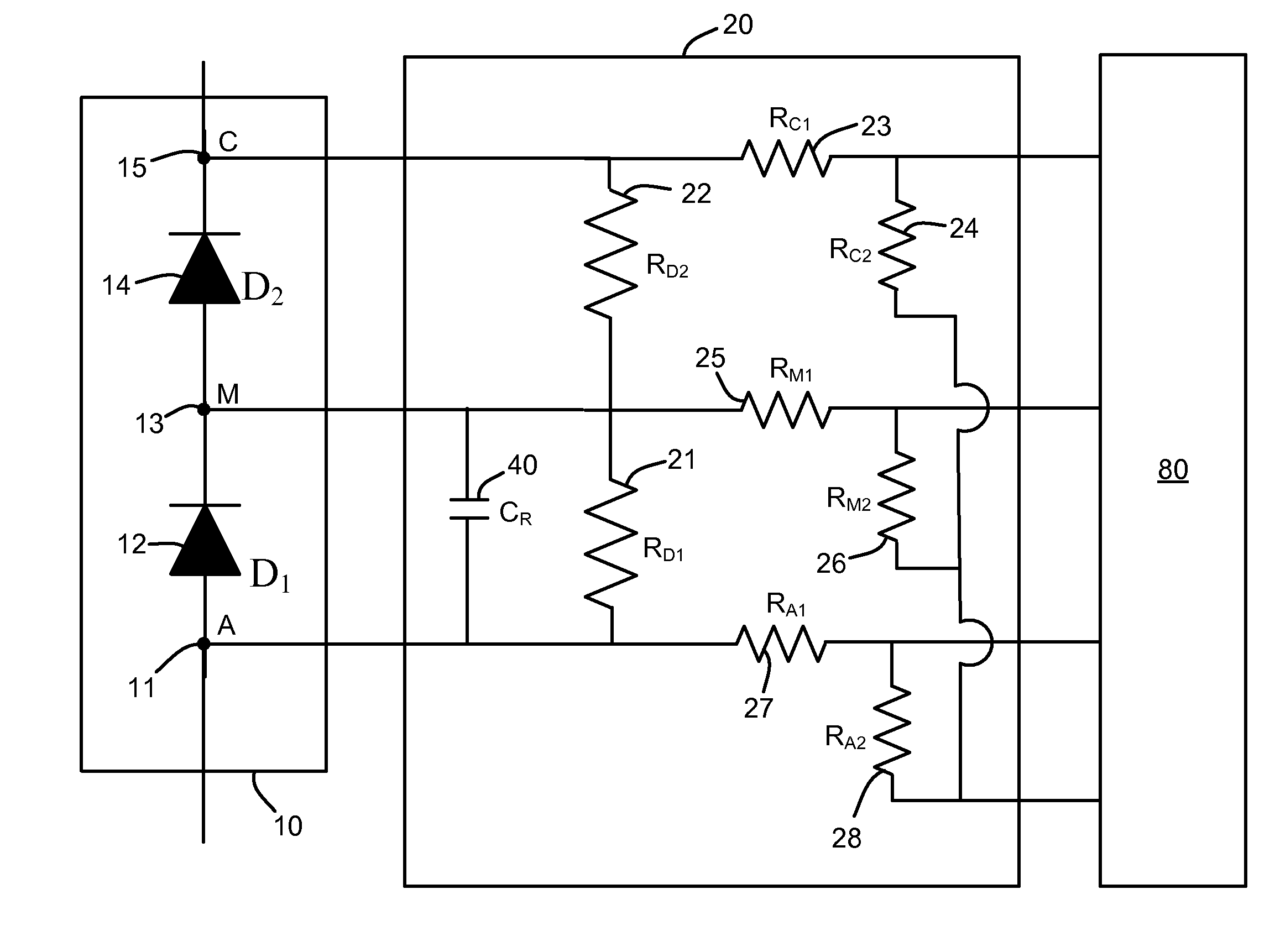 Method and apparatus for fault detection of series diodes in rectifiers