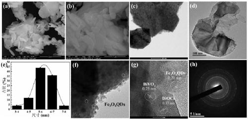 Preparation method of visible light-responsive Fe3O4 quantum dot-modified BiOCl/BiVO4