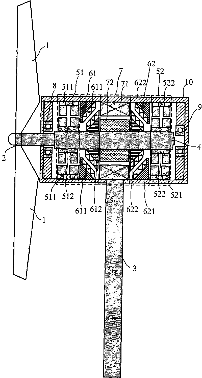 Horizontal shaft magnetic suspension wind driven generator