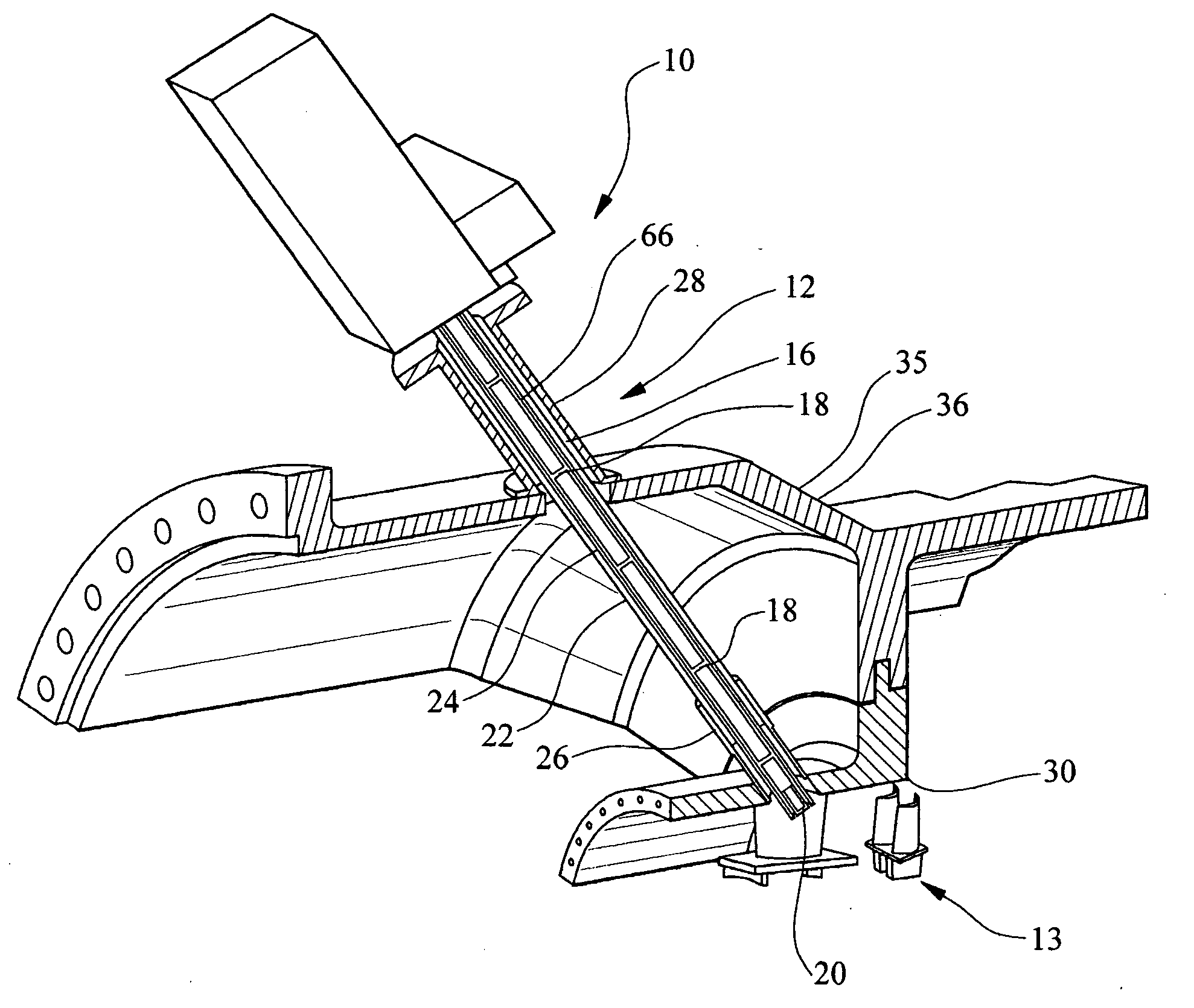 Inspection system for a turbine blade region of a turbine engine