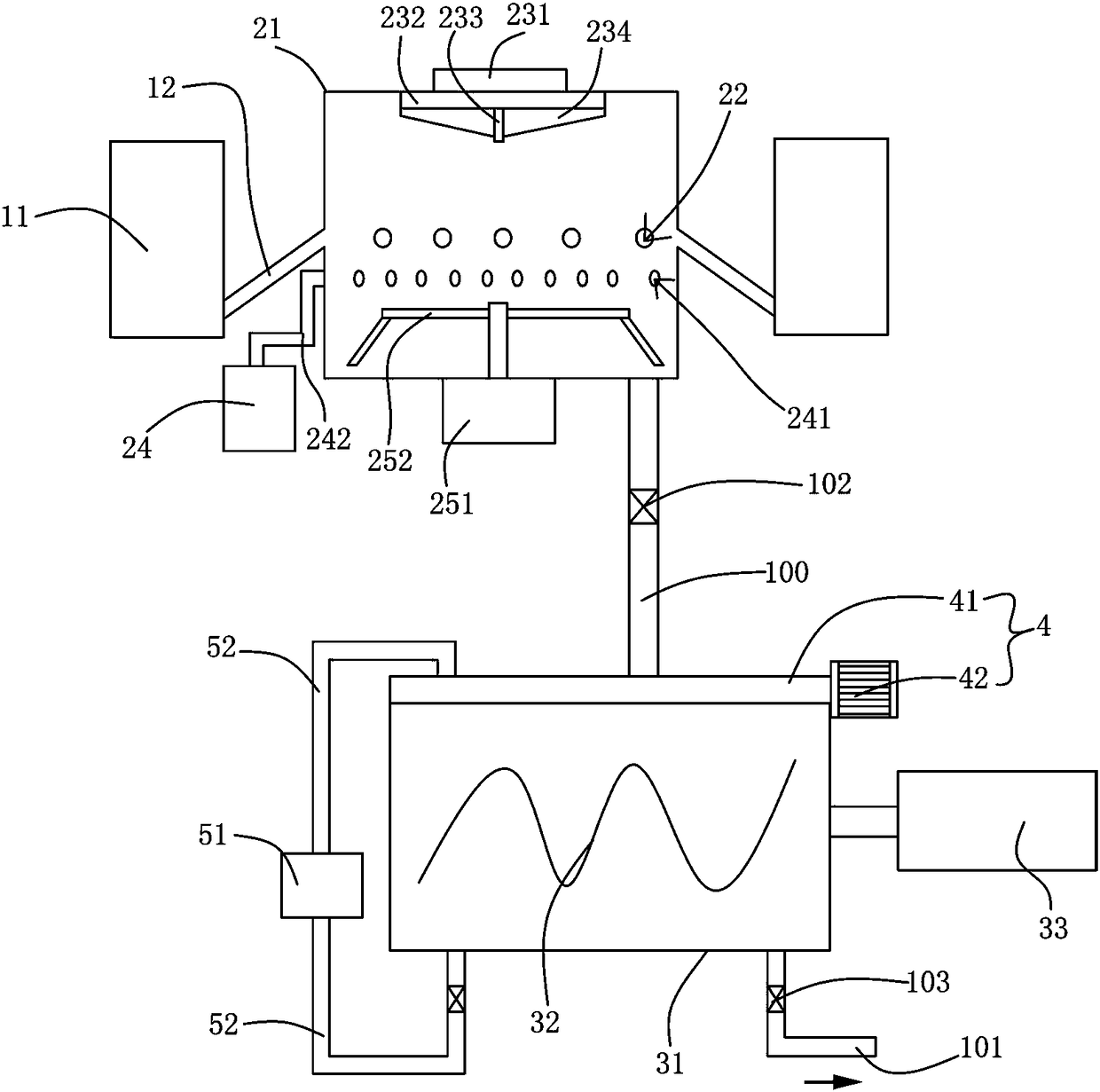 Method and device for continuously feeding and mixing dry powder