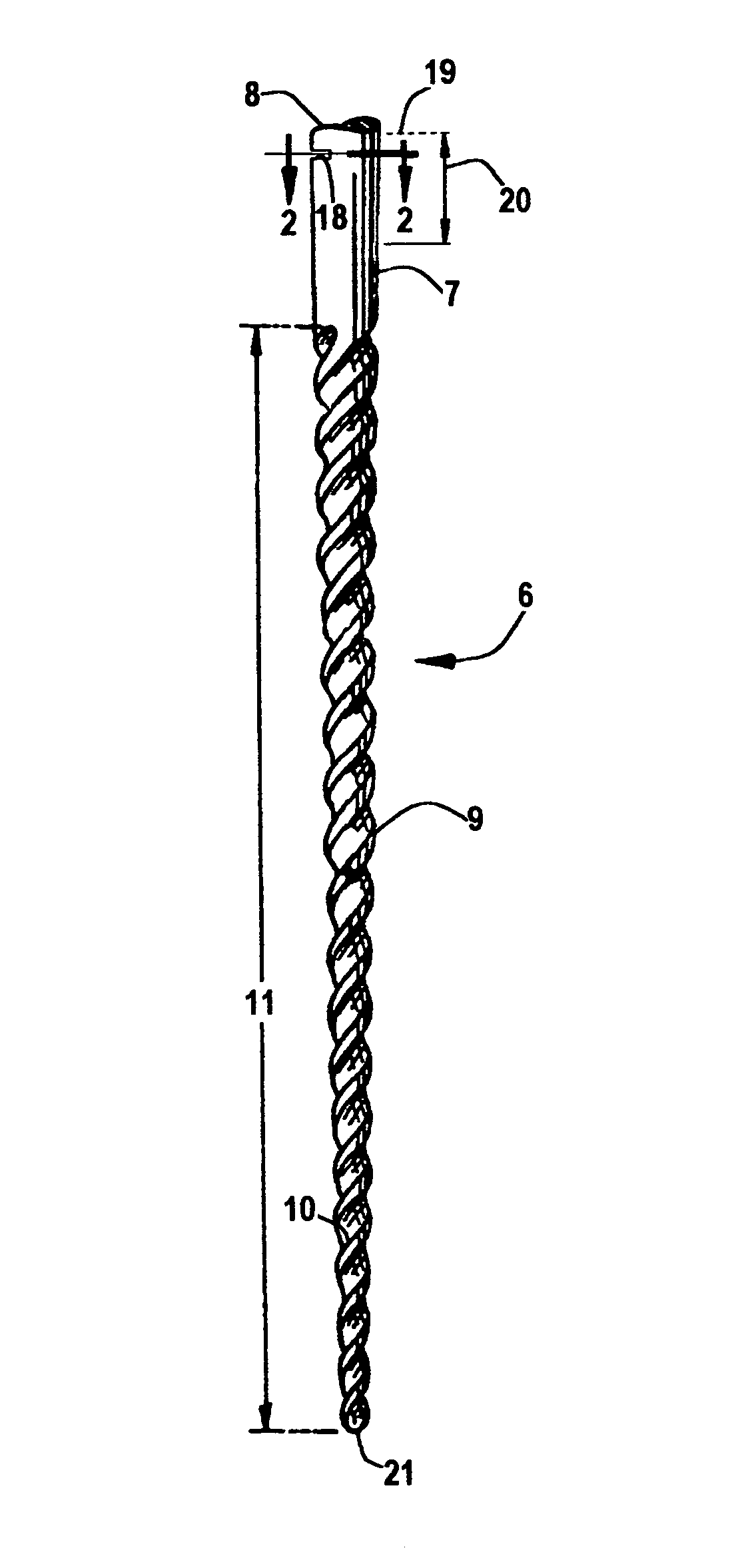 Rotary dental file having a safe breakage point