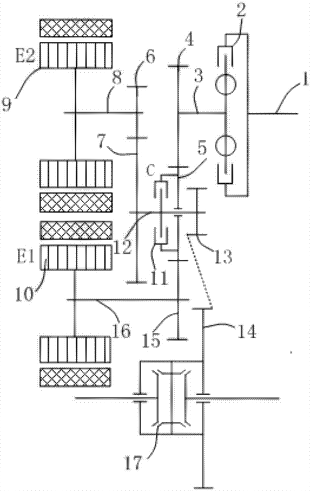 Passenger-car serial-parallel hybrid power transmission device