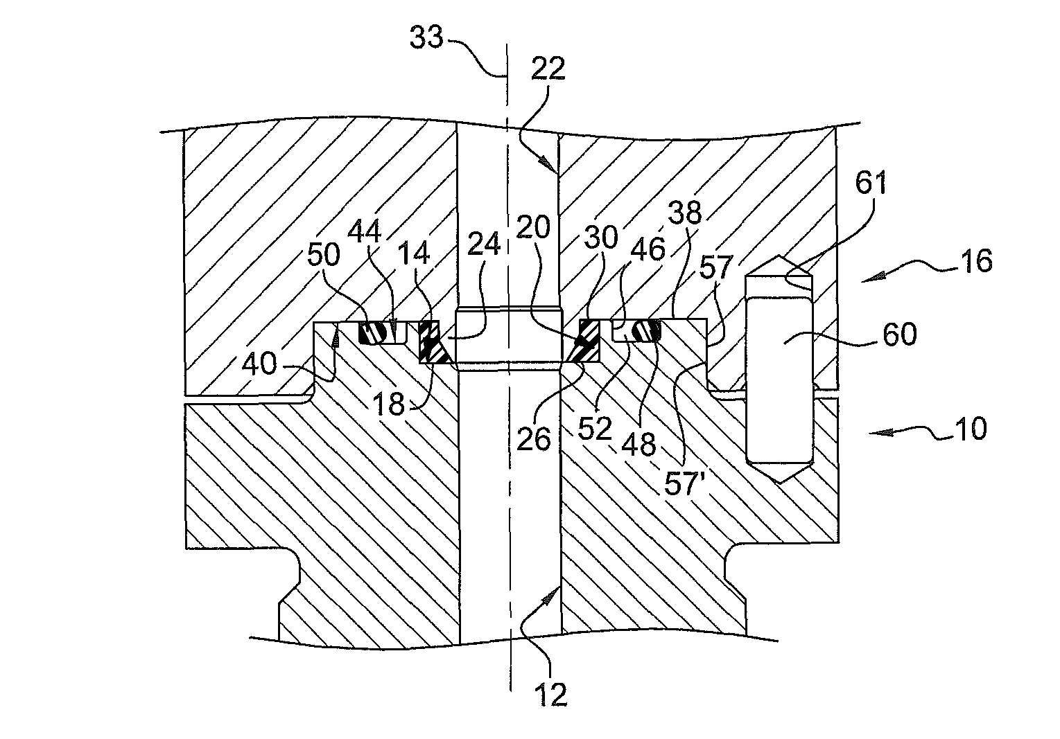 Sealed flange joint for high pressure and high purity gas channels