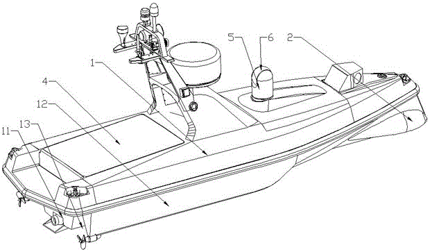 High-speed shallow-draft trimaran with bulbous bow and its system