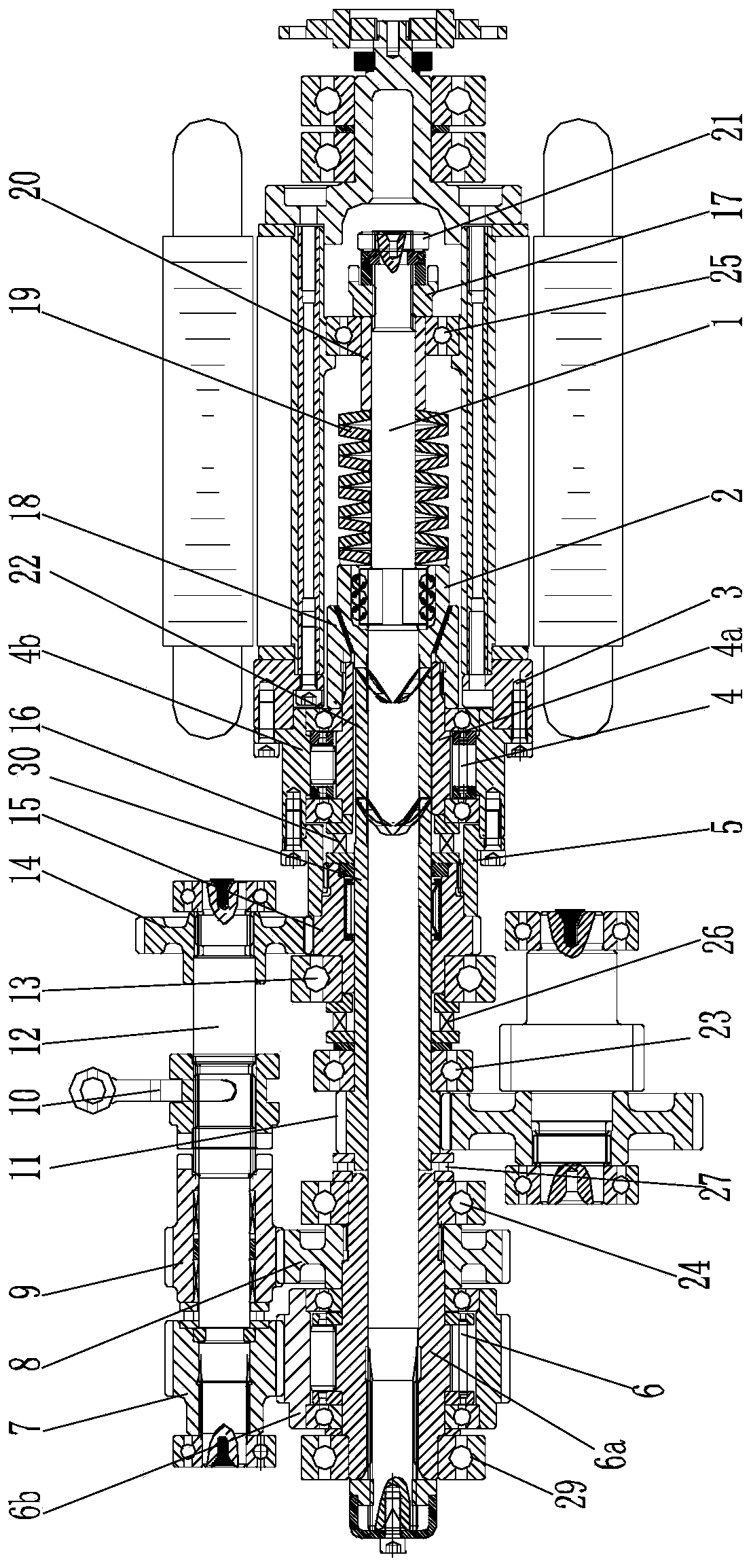 Double-overrunning-clutch shaft sleeve output taper sleeve type self-adaptive automatic gear shifting spindle assembly