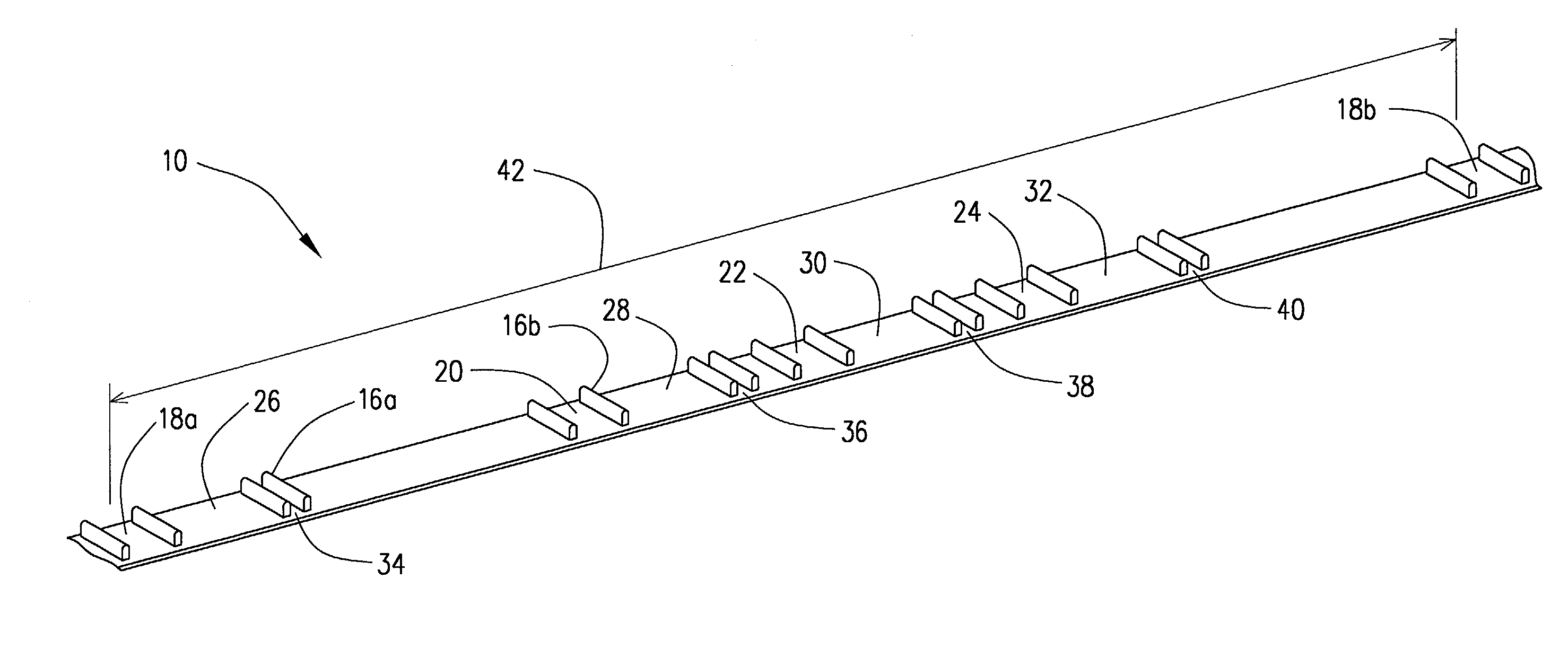 Construction layout stripping having a plurality of pairs of uprights thereon