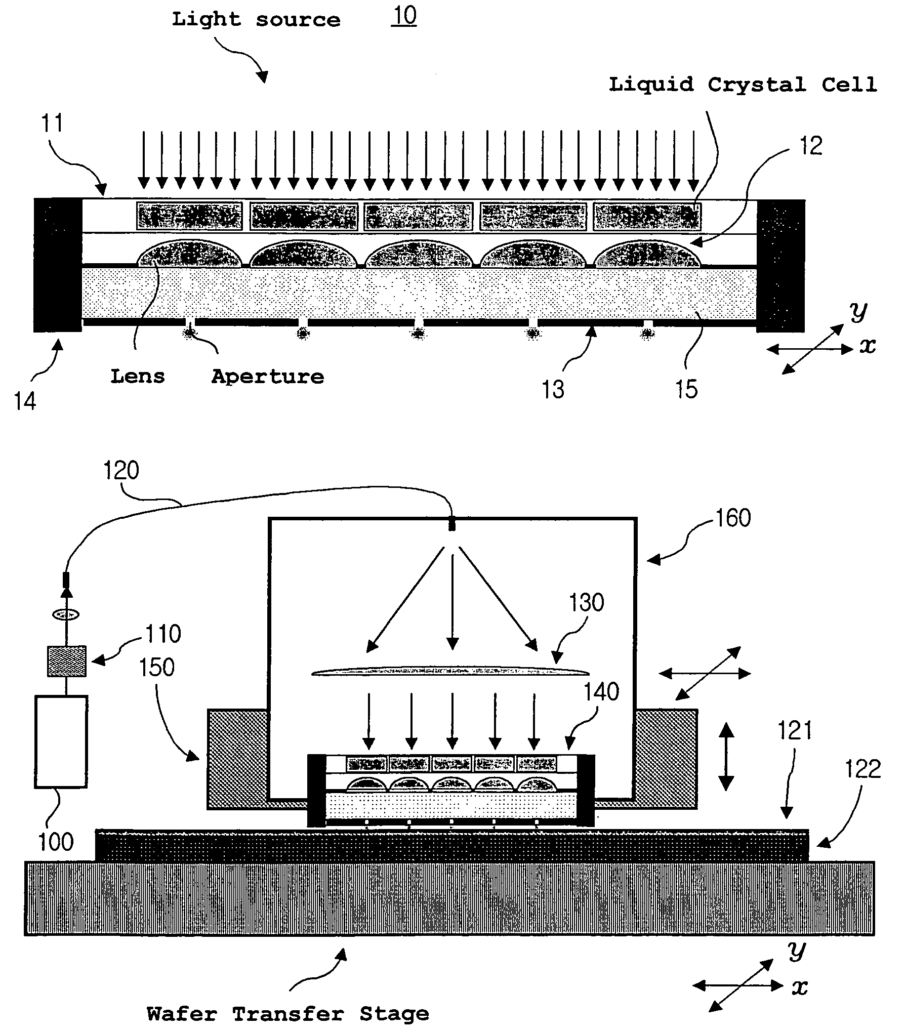 Two-dimensional light-modulating nano/micro aperture array and high-speed nano pattern recording system utilized with the array