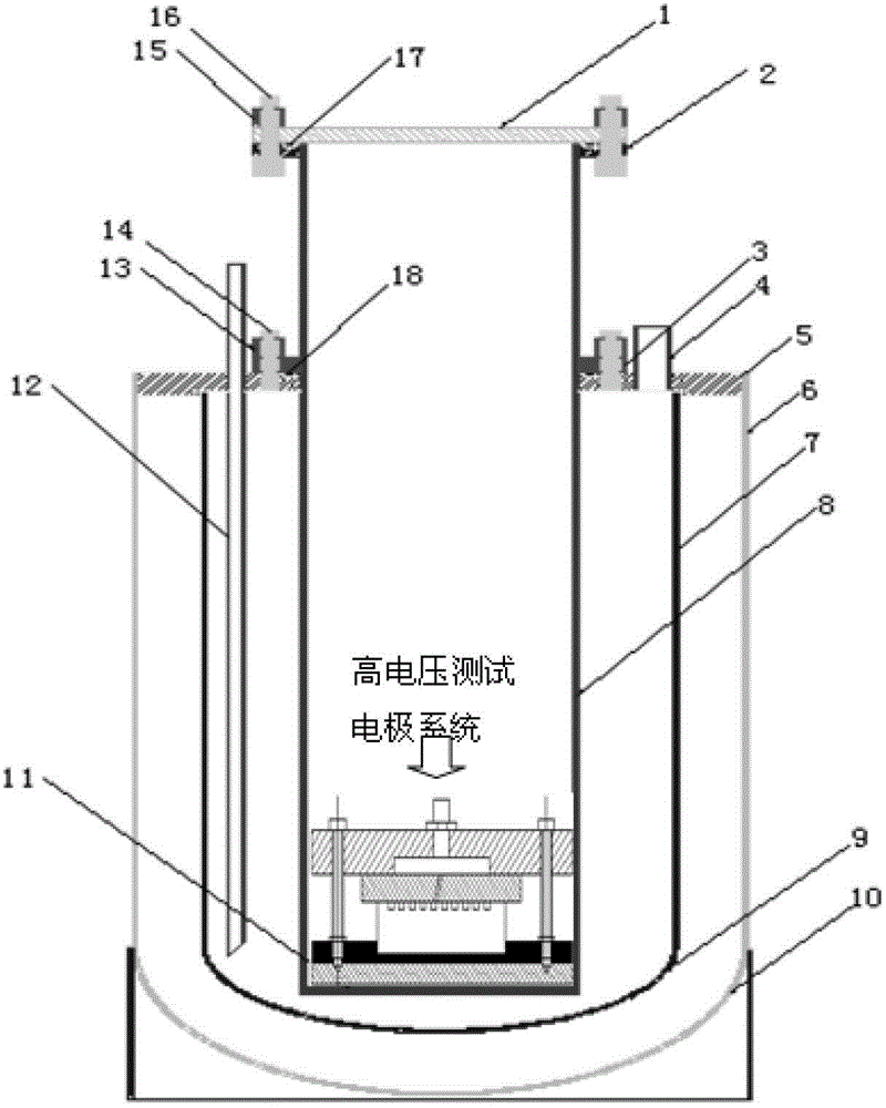 Testing experimental platform for performing disruptive discharge on insulation sample under low-temperature vacuum environment