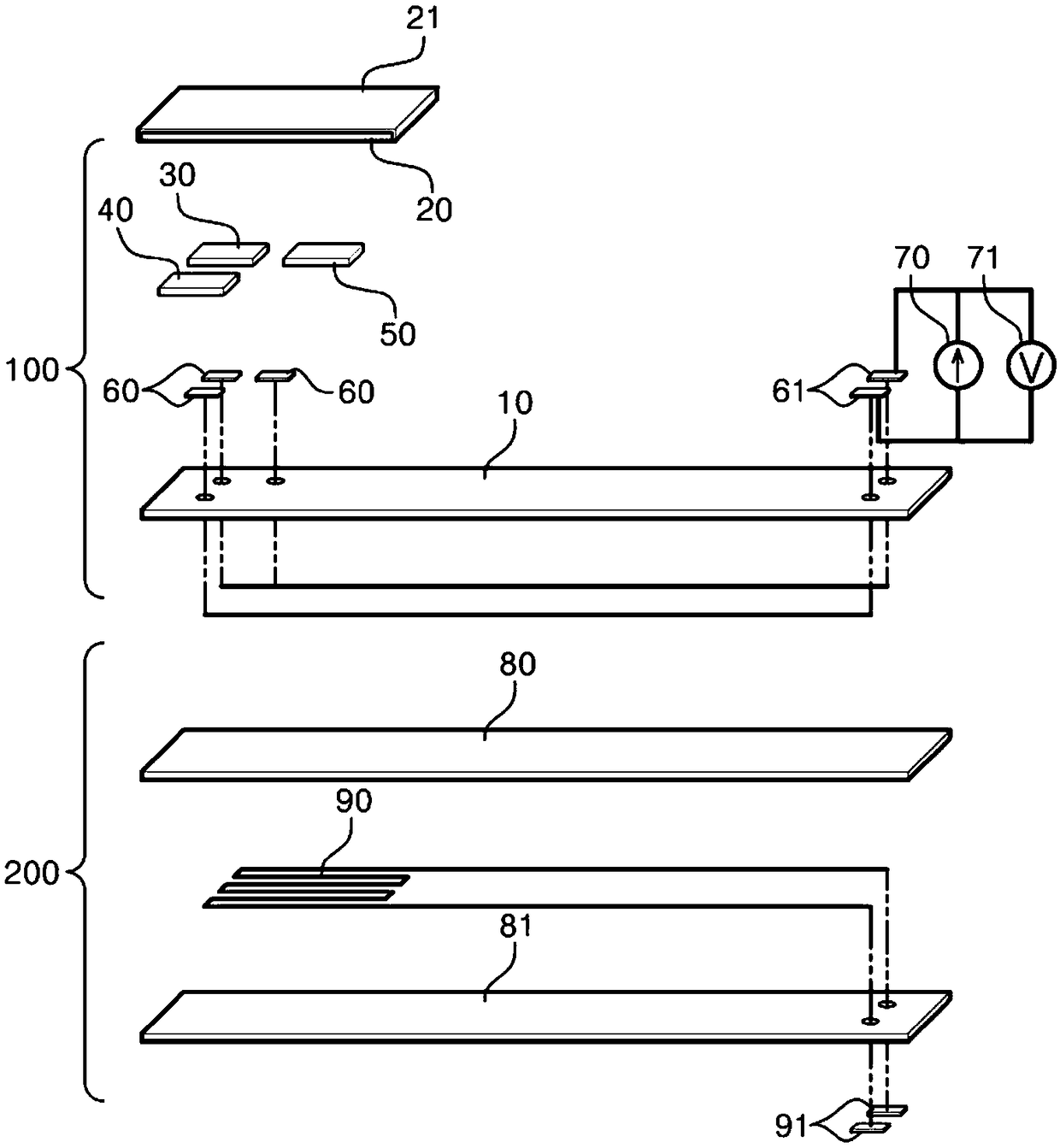 Sensor for measuring concentration of nitrogen oxide and detecting ammonia slip