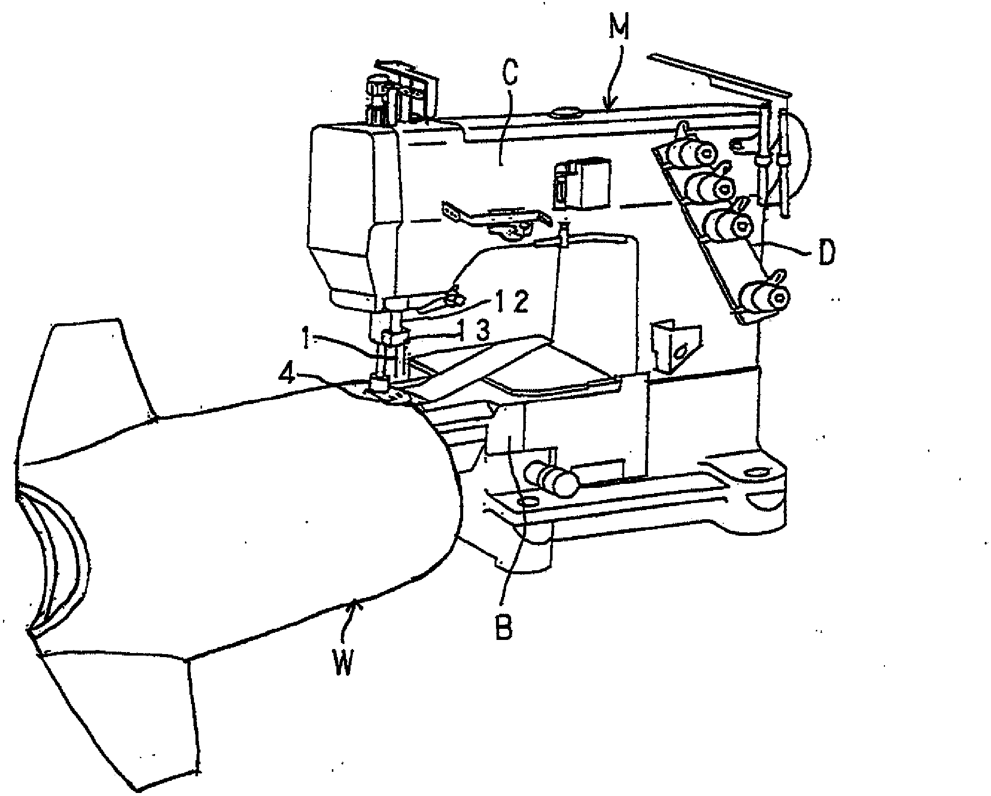 Sewing method of cloth and double-chain-ring sewing machine