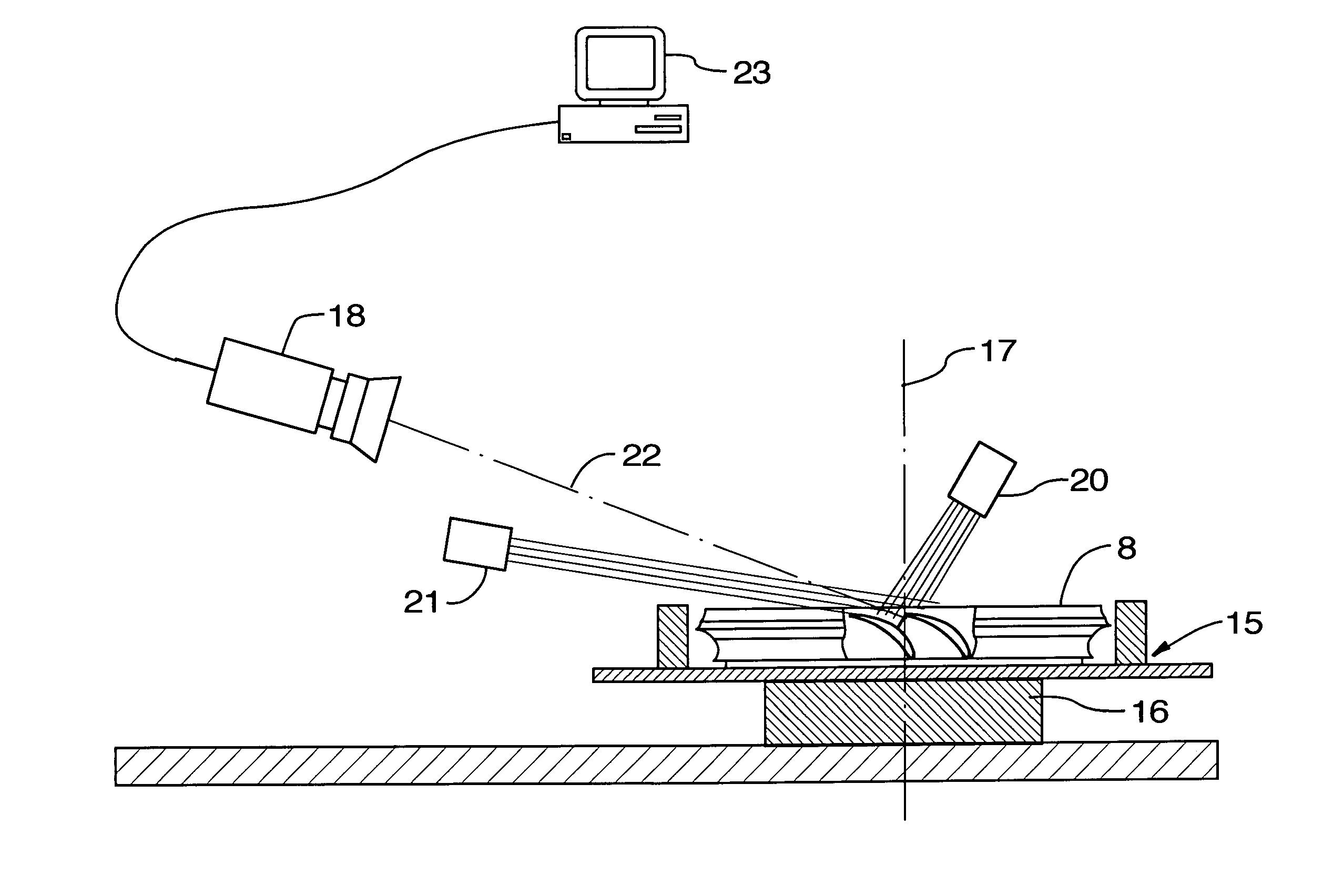 Optical measurement of vane ring throat area