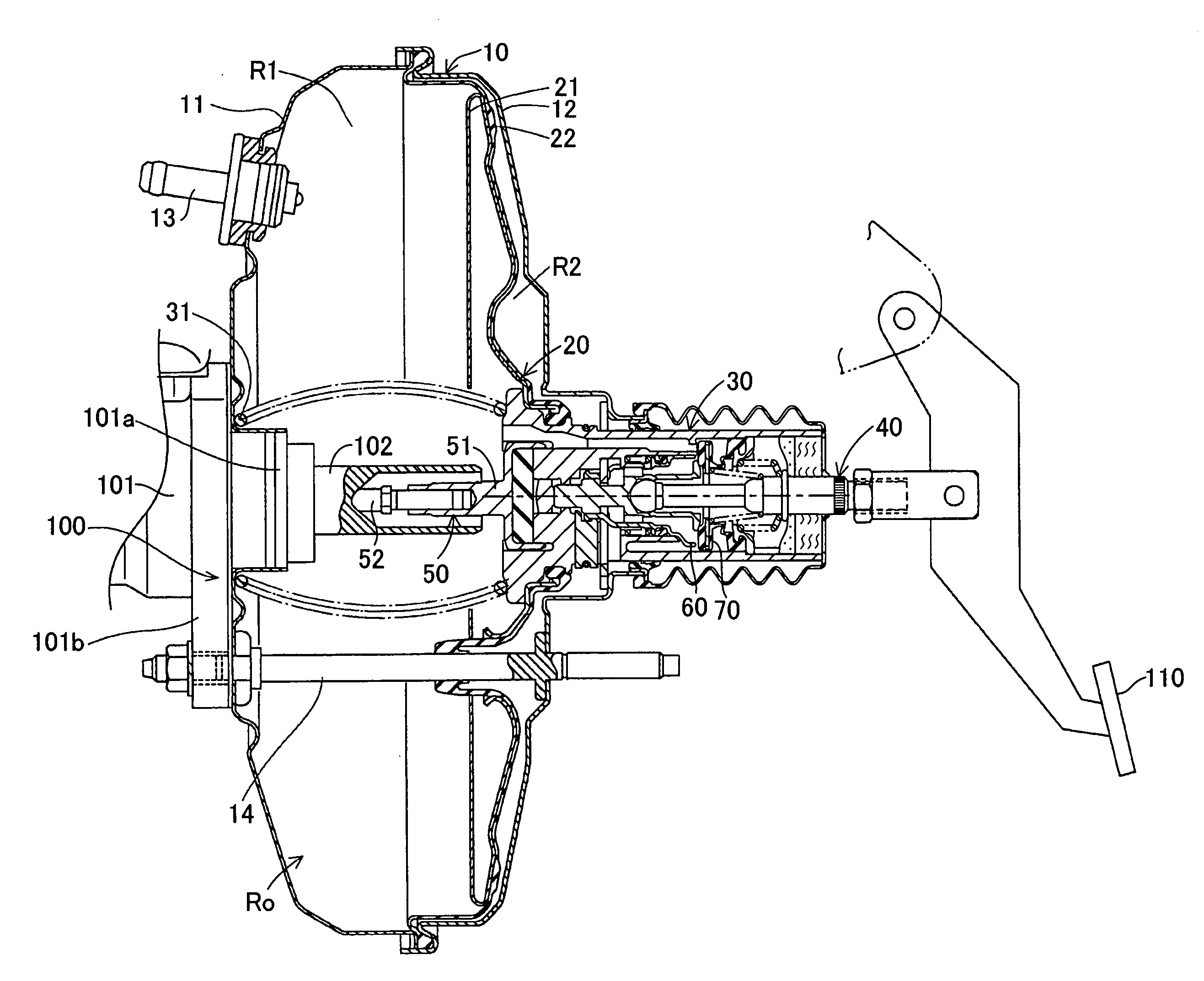 Negative pressure type booster