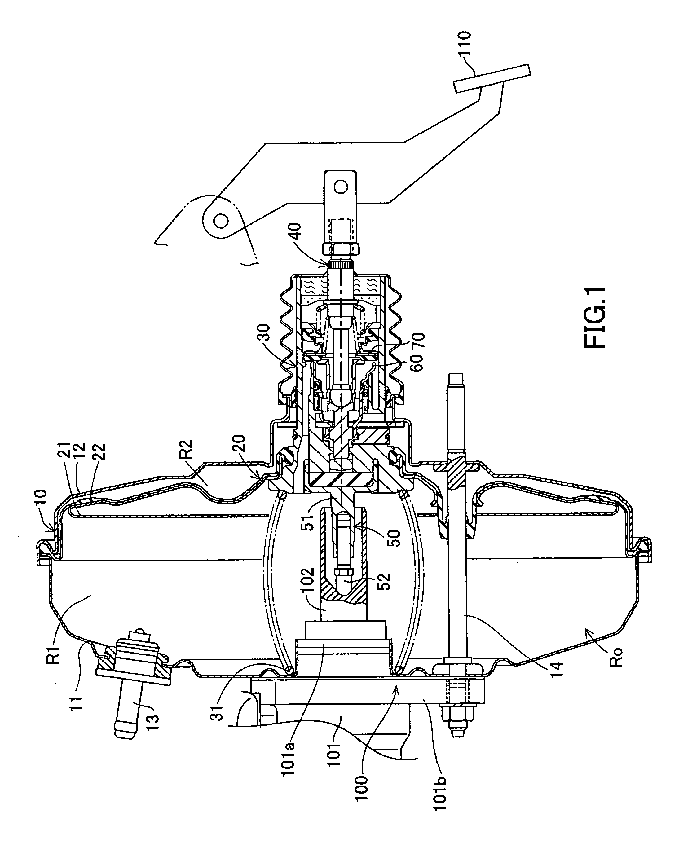 Negative pressure type booster