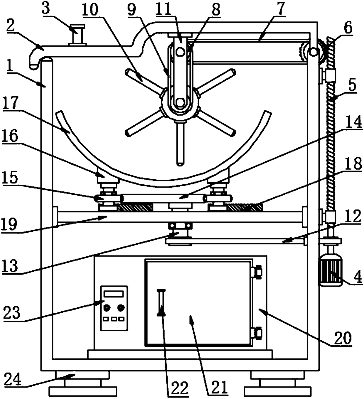 Melon seed rotary dry-stir-frying device