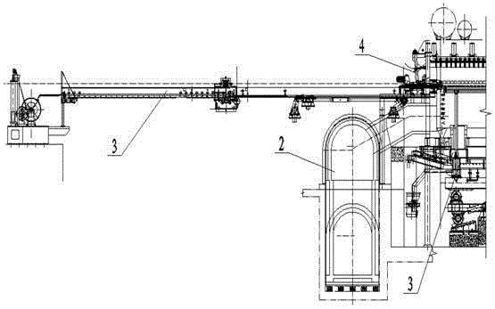 Rod and wire heating furnace achieving flexible matching direct hot loading of casting machine and rolling mill