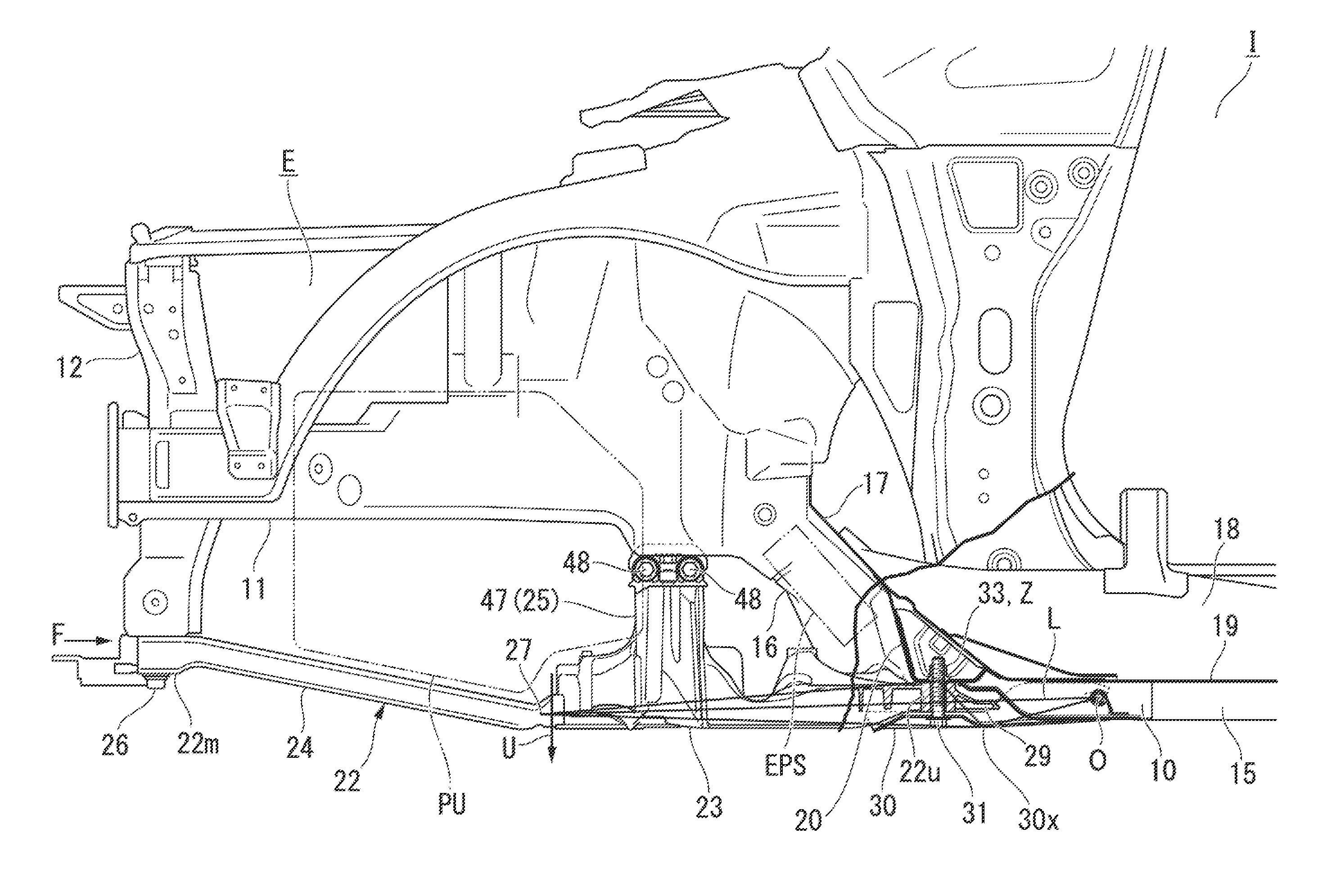 Vehicle body frame structure for automobile