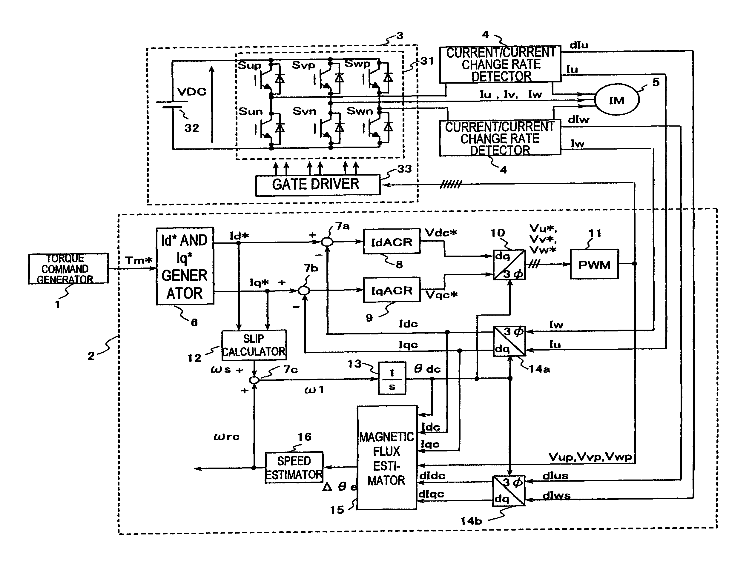 Drive device for alternating current motor and electric motor vehicle