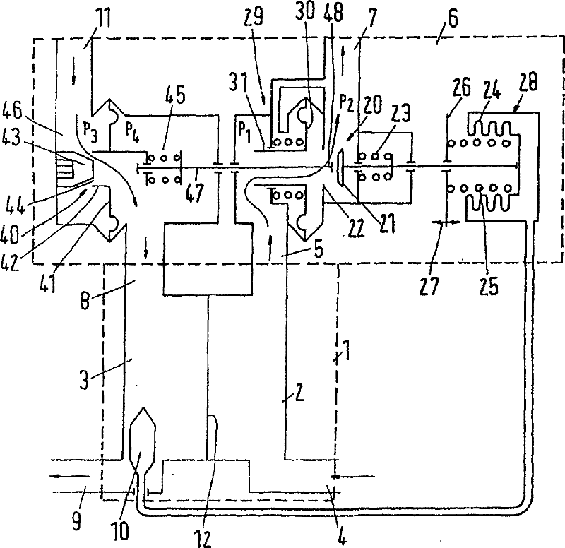 Valve assembly for connecting a heat exchanger of a hot water discharging device to a district heating system