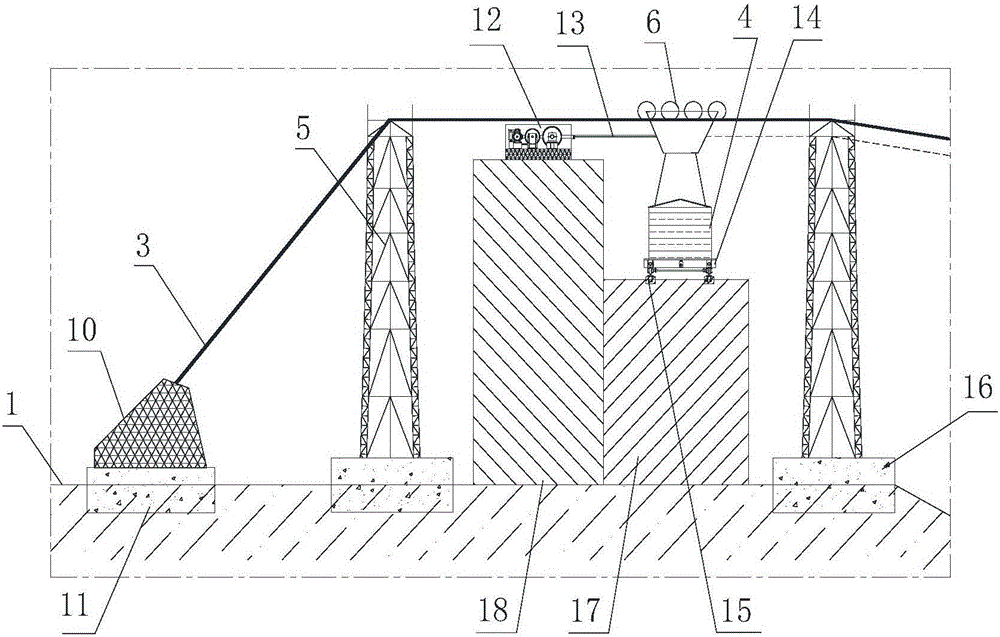 Cableway type transfer system for loading fish collection boxes to dam