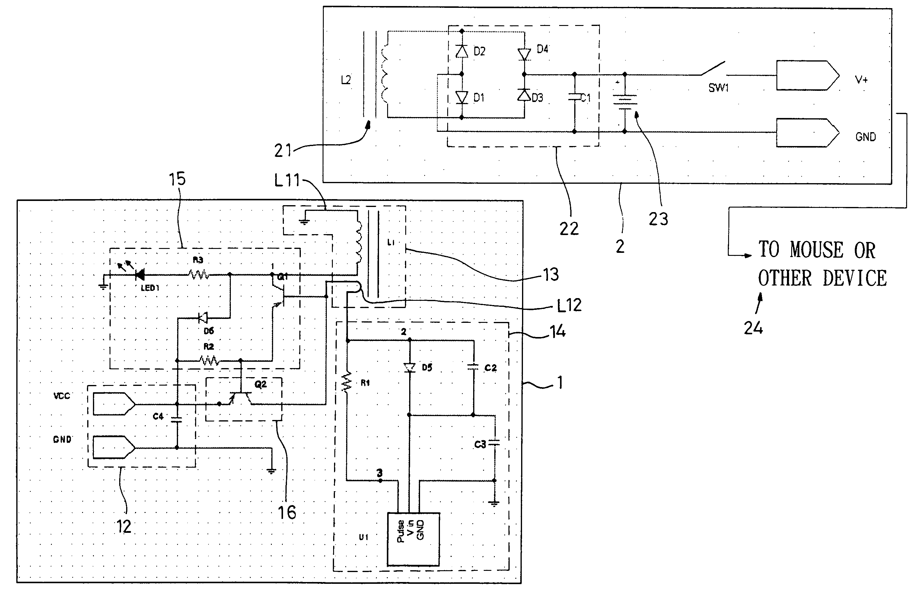 Pulse frequency modulation for induction charge device