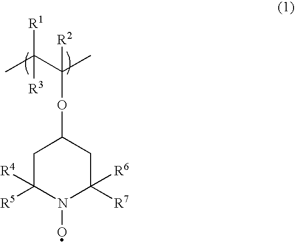 Polyradical compound-conductive material composite, method for producing the same, and battery using the same