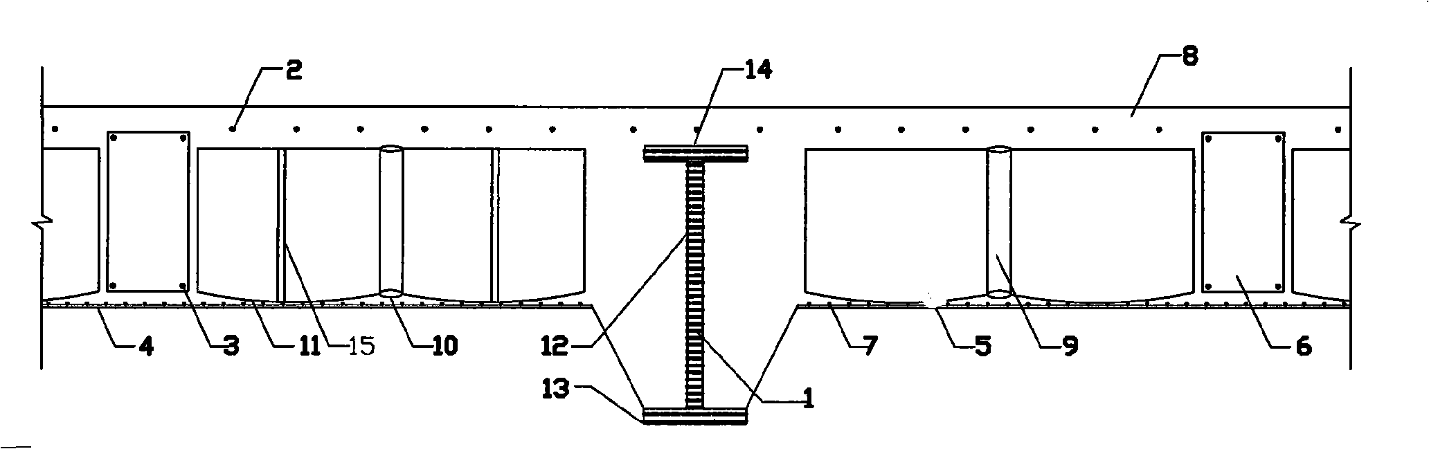 Cast-in-situ section steel concrete cavity building roof