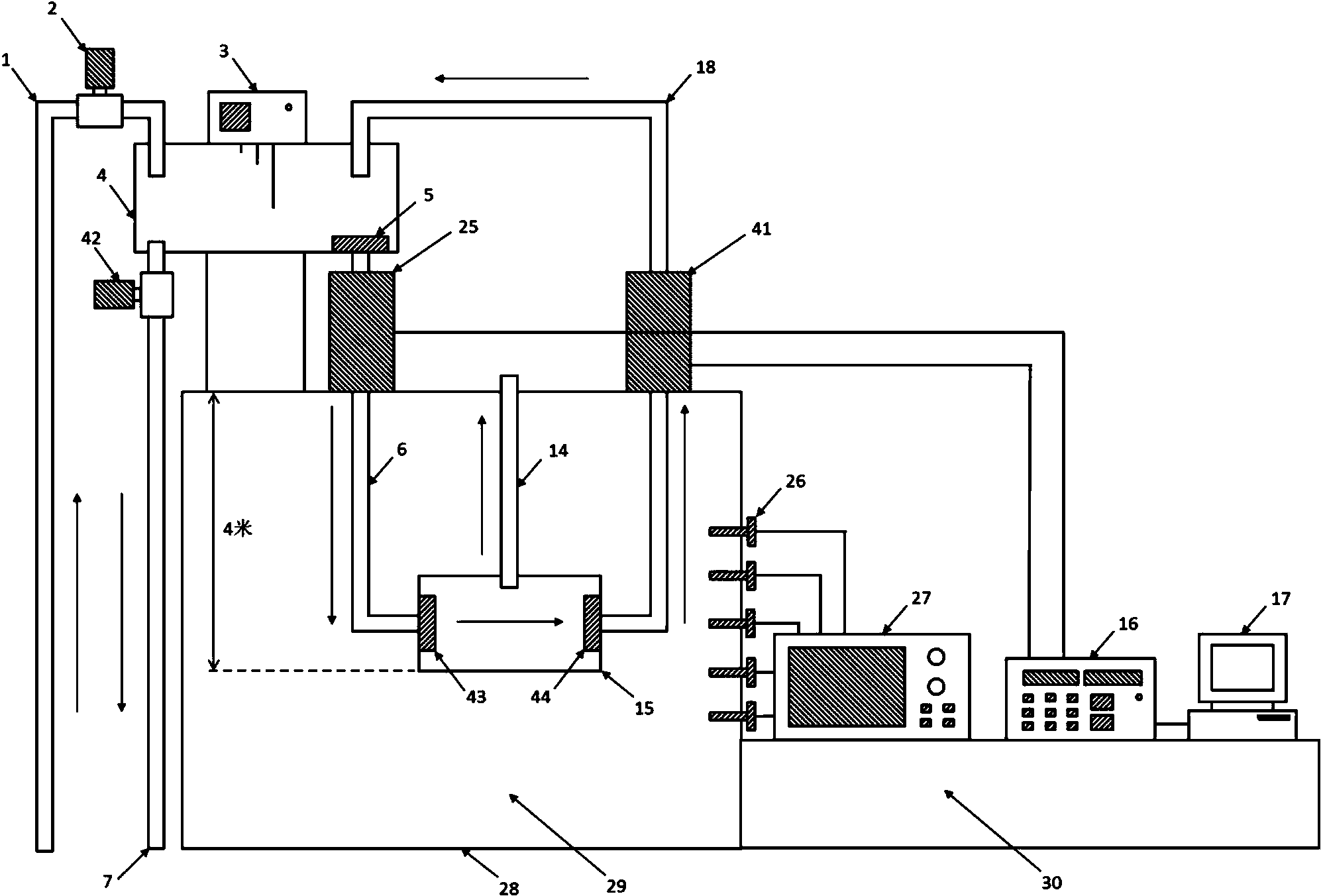 Water-bearing structure conduction water flow control device and working method thereof