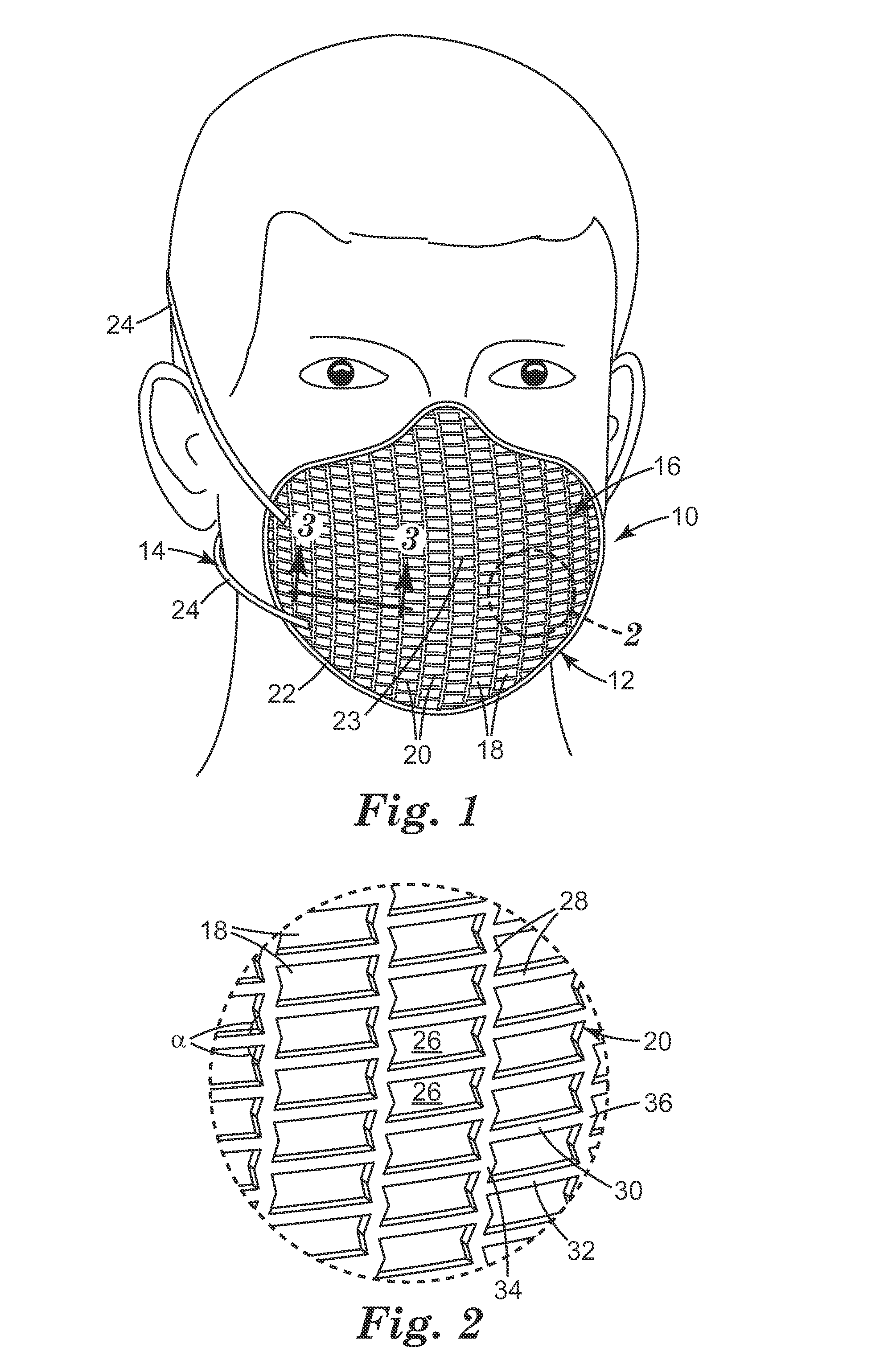 Filtering face-piece respirator having an auxetic mesh in the mask body