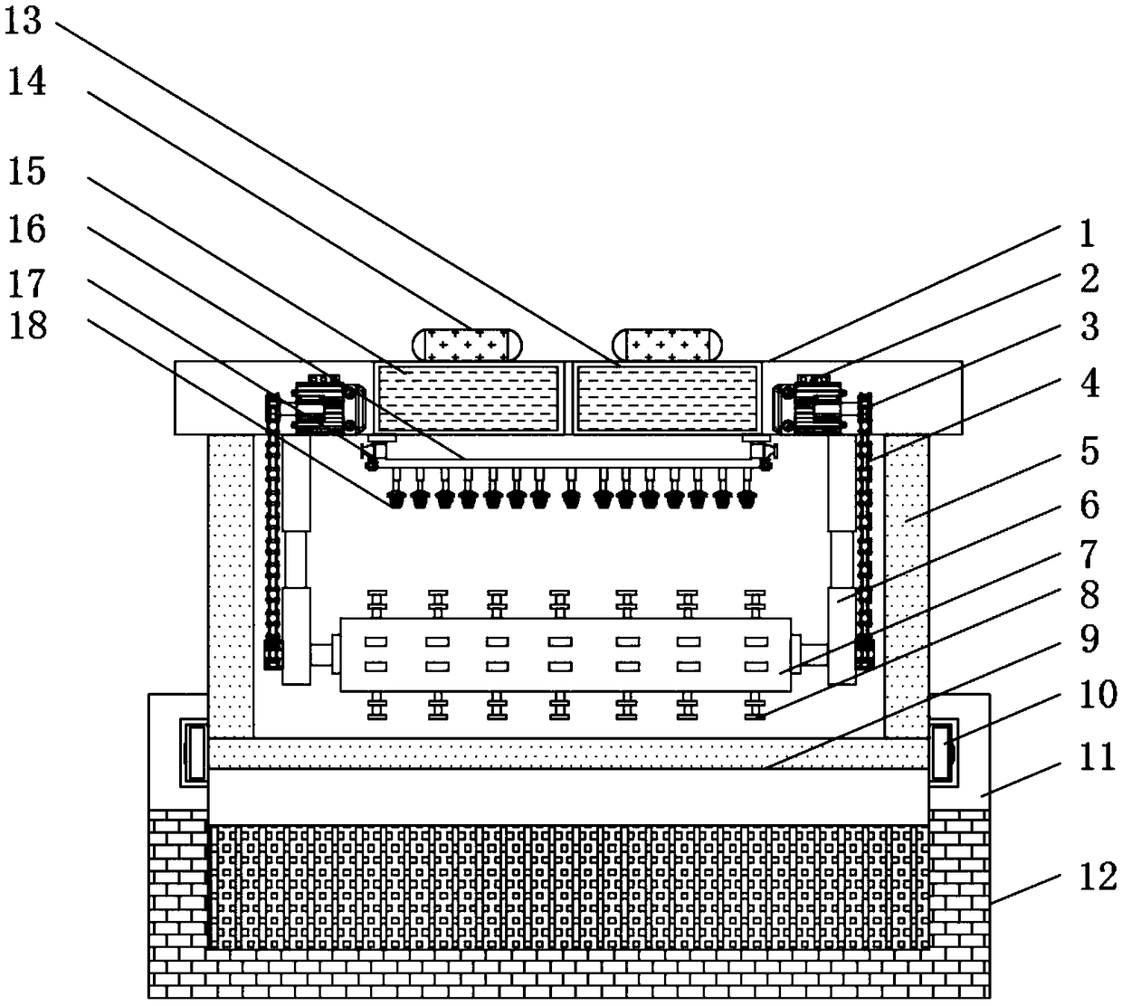 Turning device for producing organic fertilizer