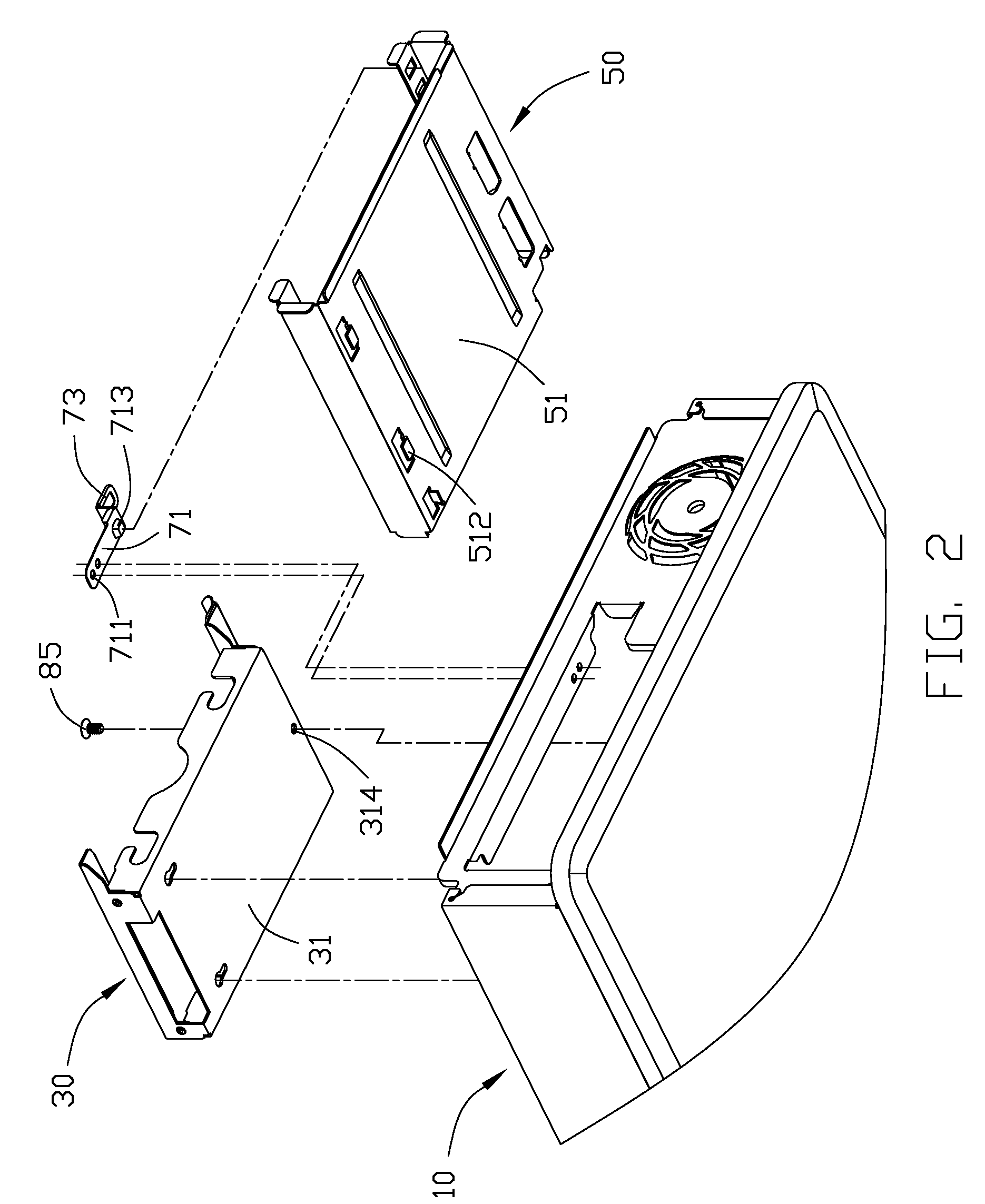 Computer enclosure with drive bracket