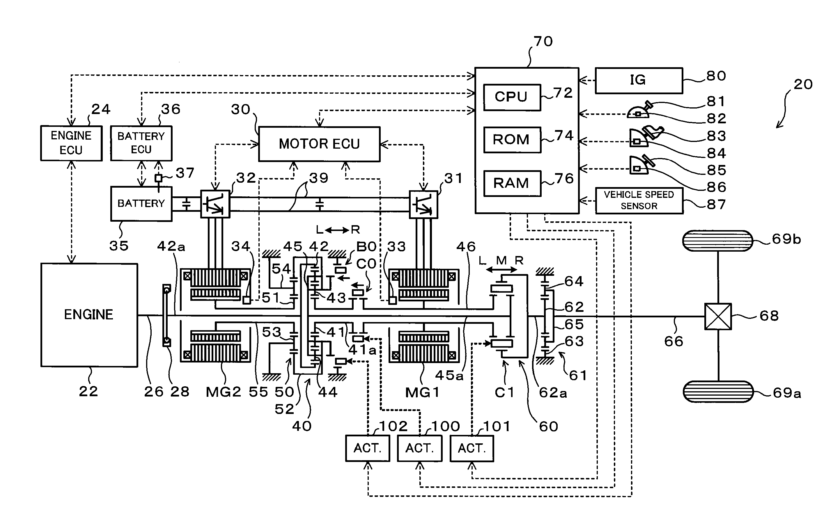 Power output apparatus and hybrid vehicle